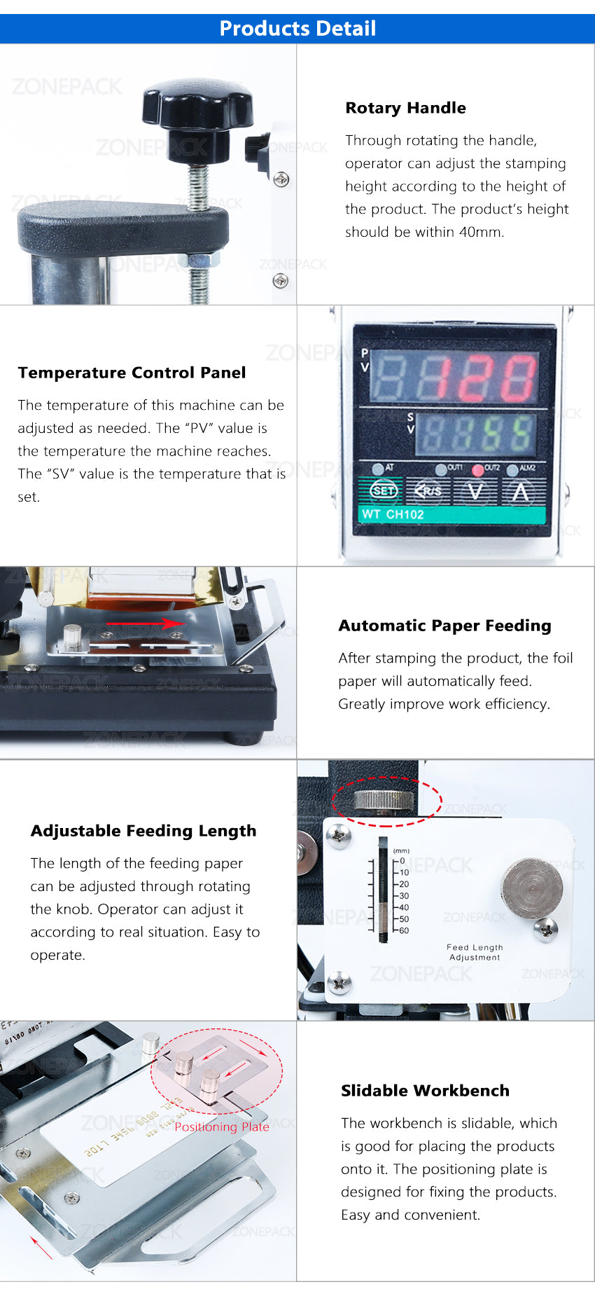 ZONEPACK Hot Stamping Machine For PVC Card Member Club Hot Foil Stamping Bronzing Machine WT-90AS Credit Card Heat Press Machine