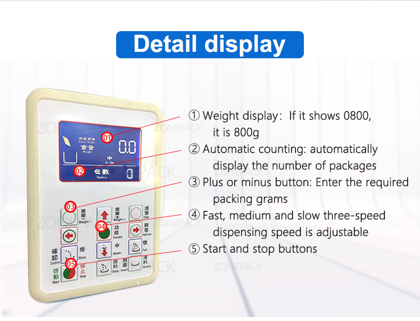 ZONEPACK 3000g Food Racking Machine Granular Powder Materials Weighing Packing Machine Filling Machine For Seeds Coffee Bean