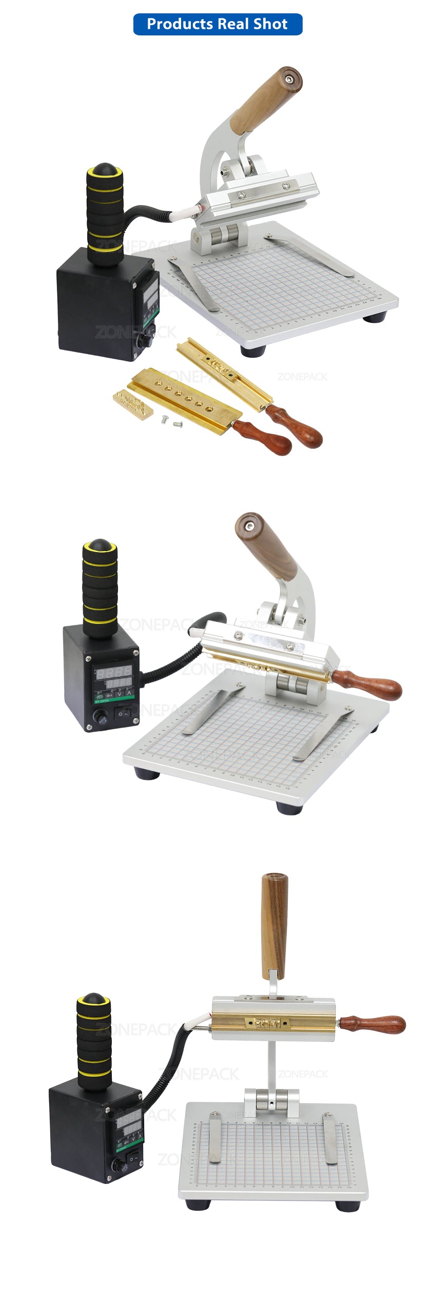 ZONEPACK WT-90ZM Tabletop Logo Pattern Letter Bronzing Machine Heat Press Machine Manual Leather Plastic Stamping Machine