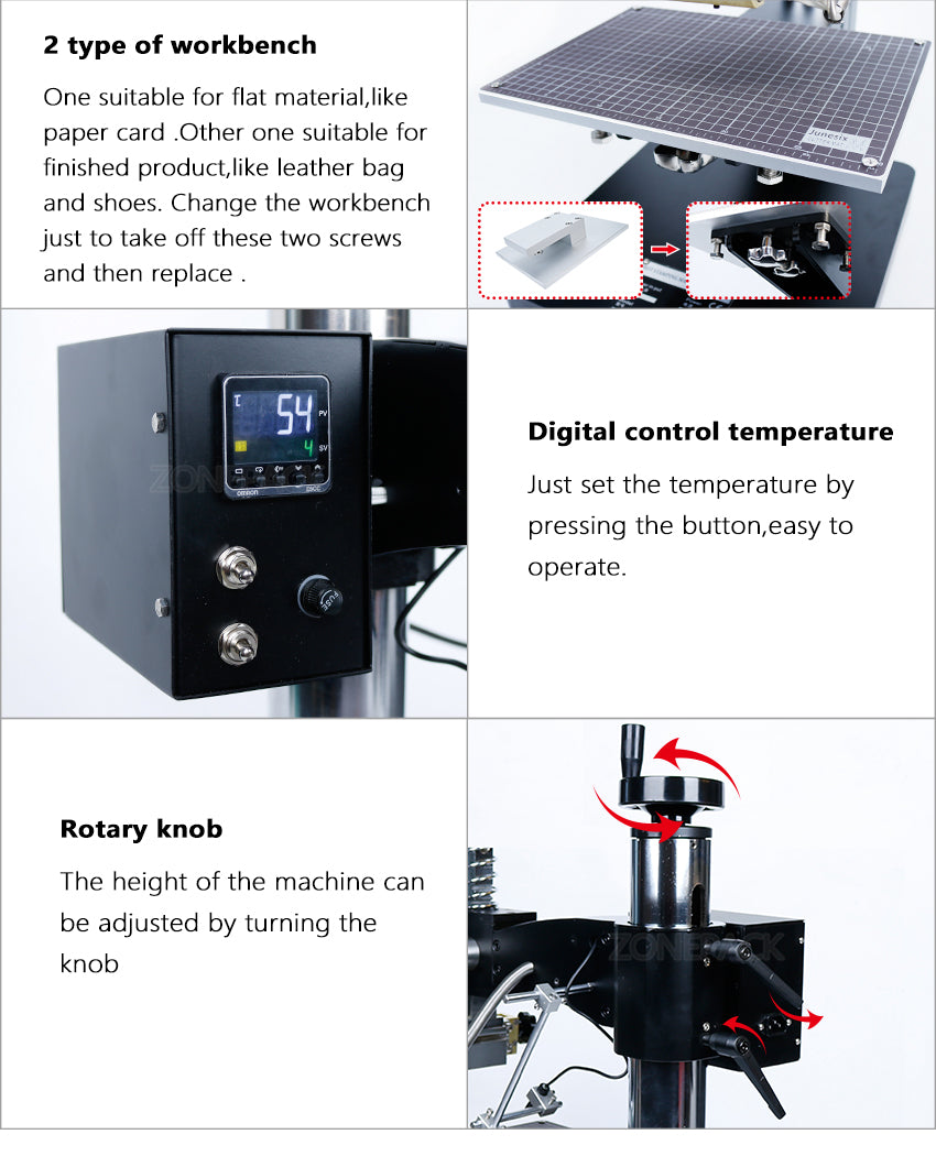 ZONEPACK ZS-190 Heat Press Machine With Infrared Localization 2 type workbench Embossing Bronzing tools Hot Foil Stamping Machine