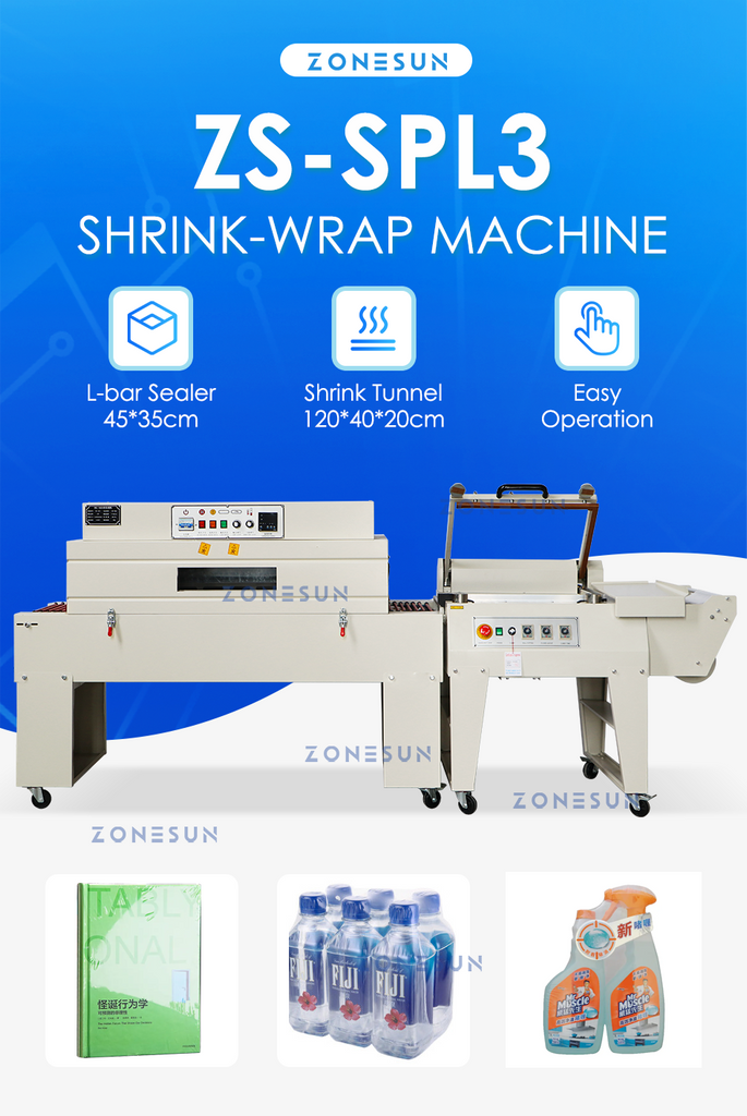 ZONESUN ZS-SPL3 L type Strech Film heat shrink packing machine cutting and sealing