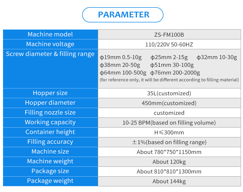 ZONESUN ZS-FM100B Poweder Filling Machine Auger Filler