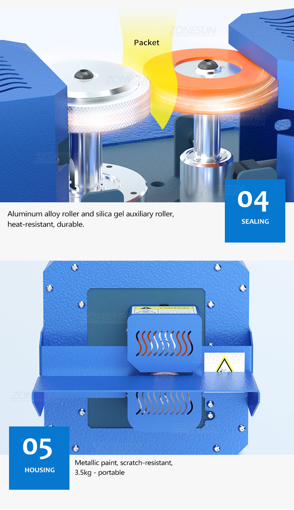 ZS-GLF1 Portable Bag Sealer Aluminum Foil Composite Plastic Film PE Paper Sealing Machine