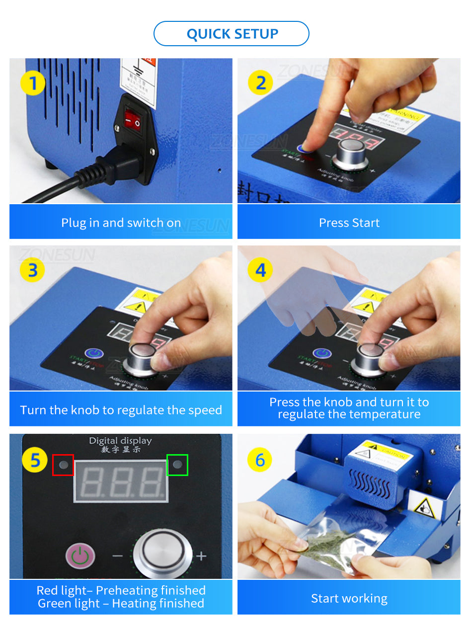ZS-GLF1 Portable Bag Sealer Aluminum Foil Composite Plastic Film PE Paper Sealing Machine
