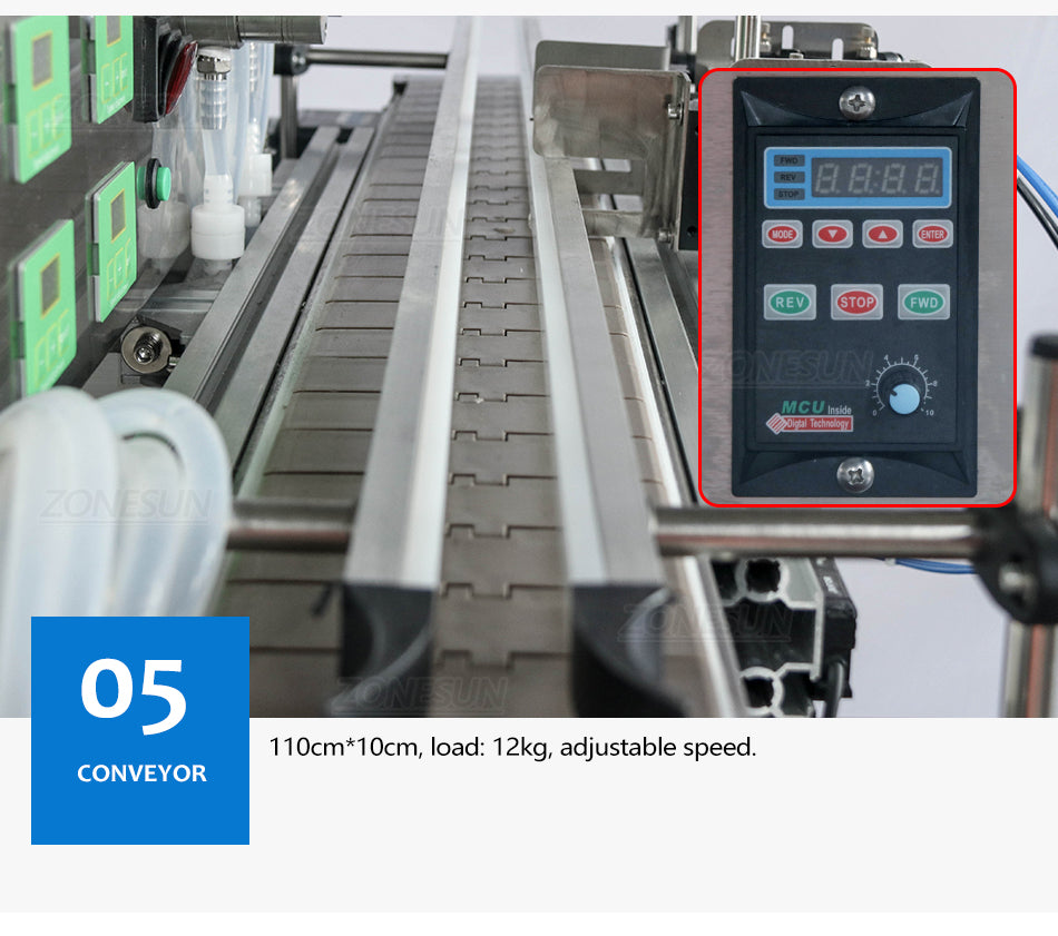 ZONEPACK ZS-DTMP4AL 4 насадки для дайвинга Флакон с магнитным насосом Настольная парфюмерная жидкая банка Автоматическая машина для наполнения бутылок с цепным конвейером