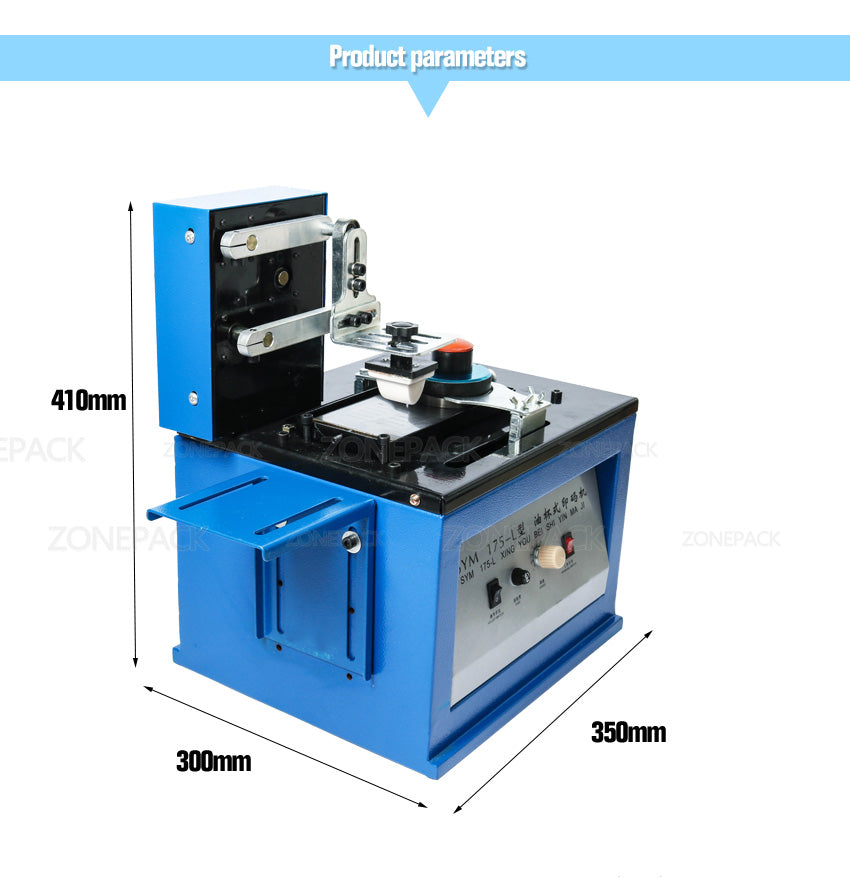 ZONEPACK Automatic Pad Printer Electric InkJet Date Pad Printing Machine For Bottle Caps Print LOGO Metal Glass Coding Machine
