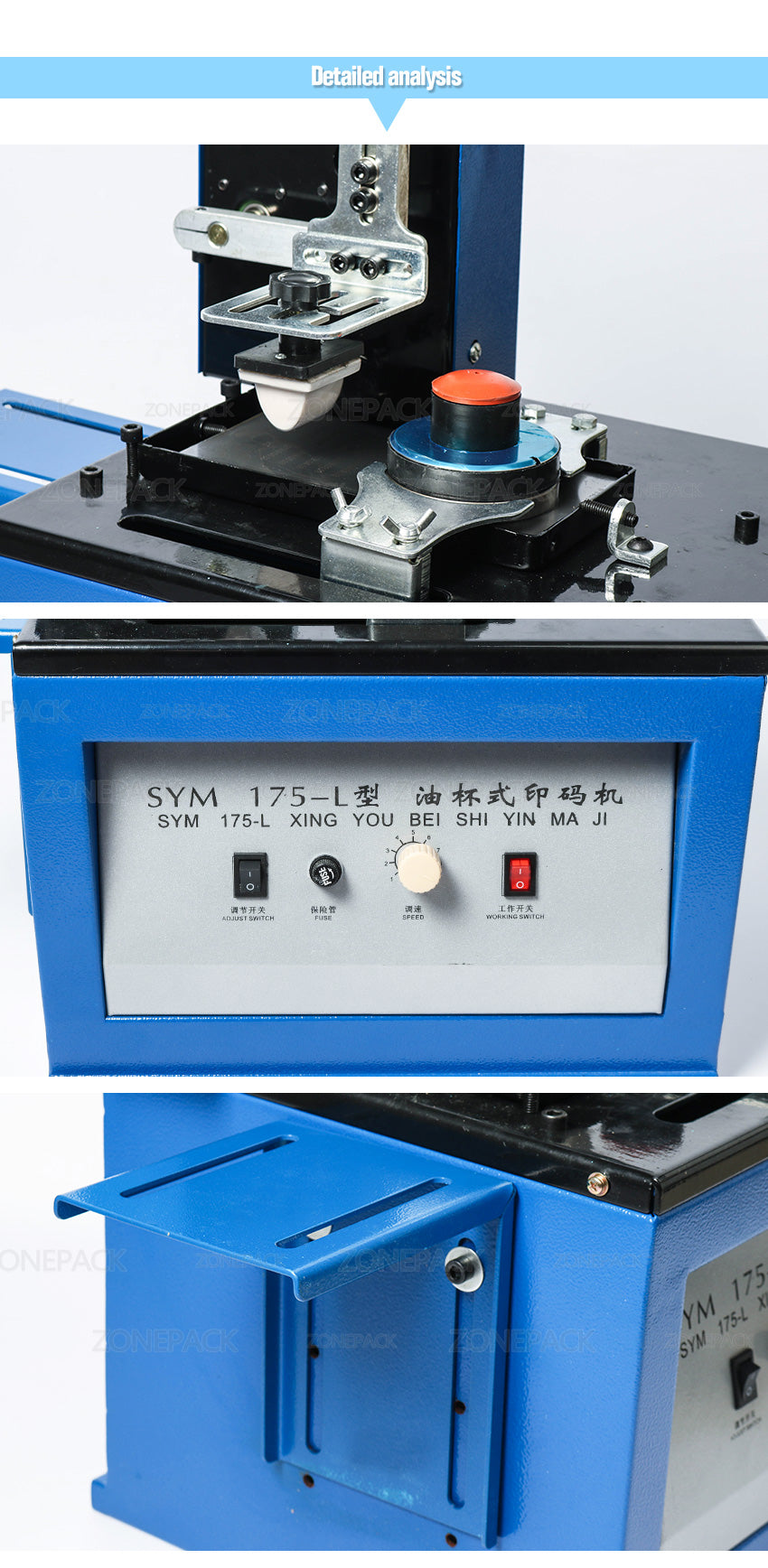 ZONEPACK Automatic Pad Printer Electric InkJet Date Pad Printing Machine For Bottle Caps Print LOGO Metal Glass Coding Machine