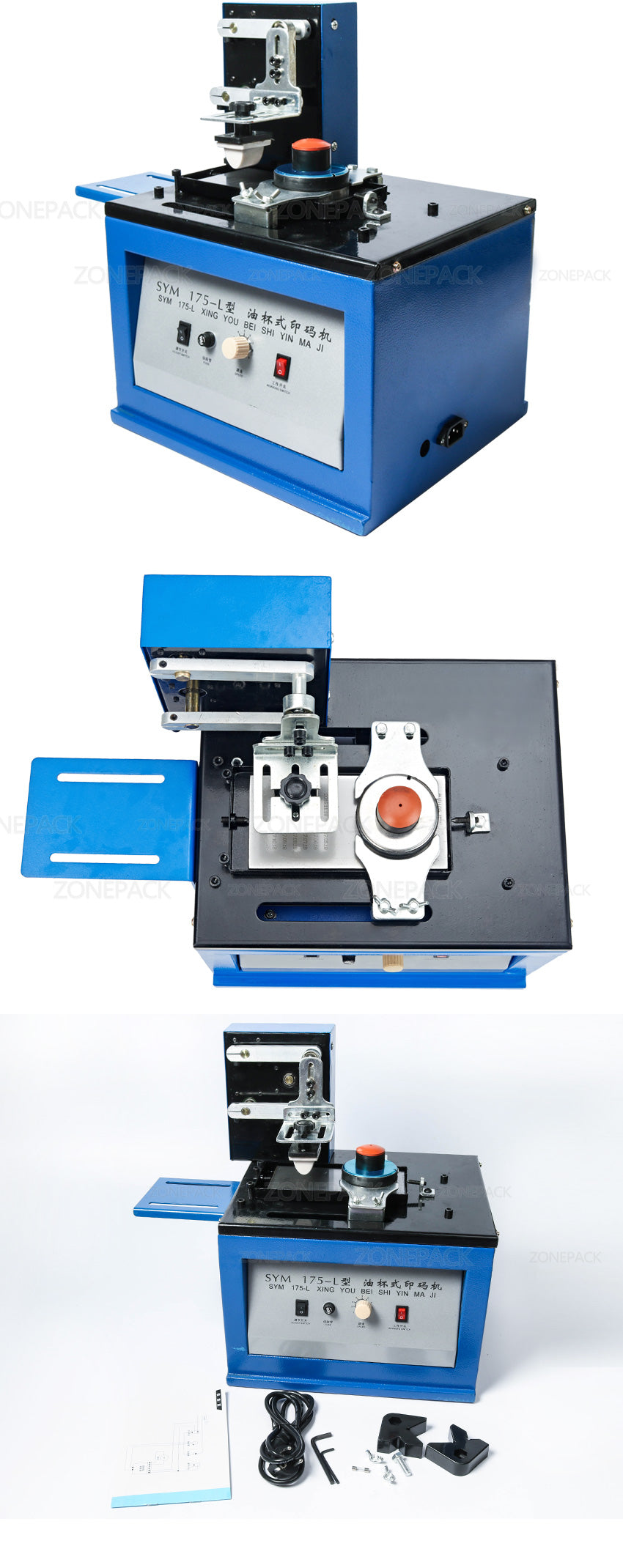 Автоматический тампонный принтер ZONEPACK Электрический струйный тампонный принтер для печати на крышках бутылок ЛОГОТИП Металл Стекло Кодировочная машина 