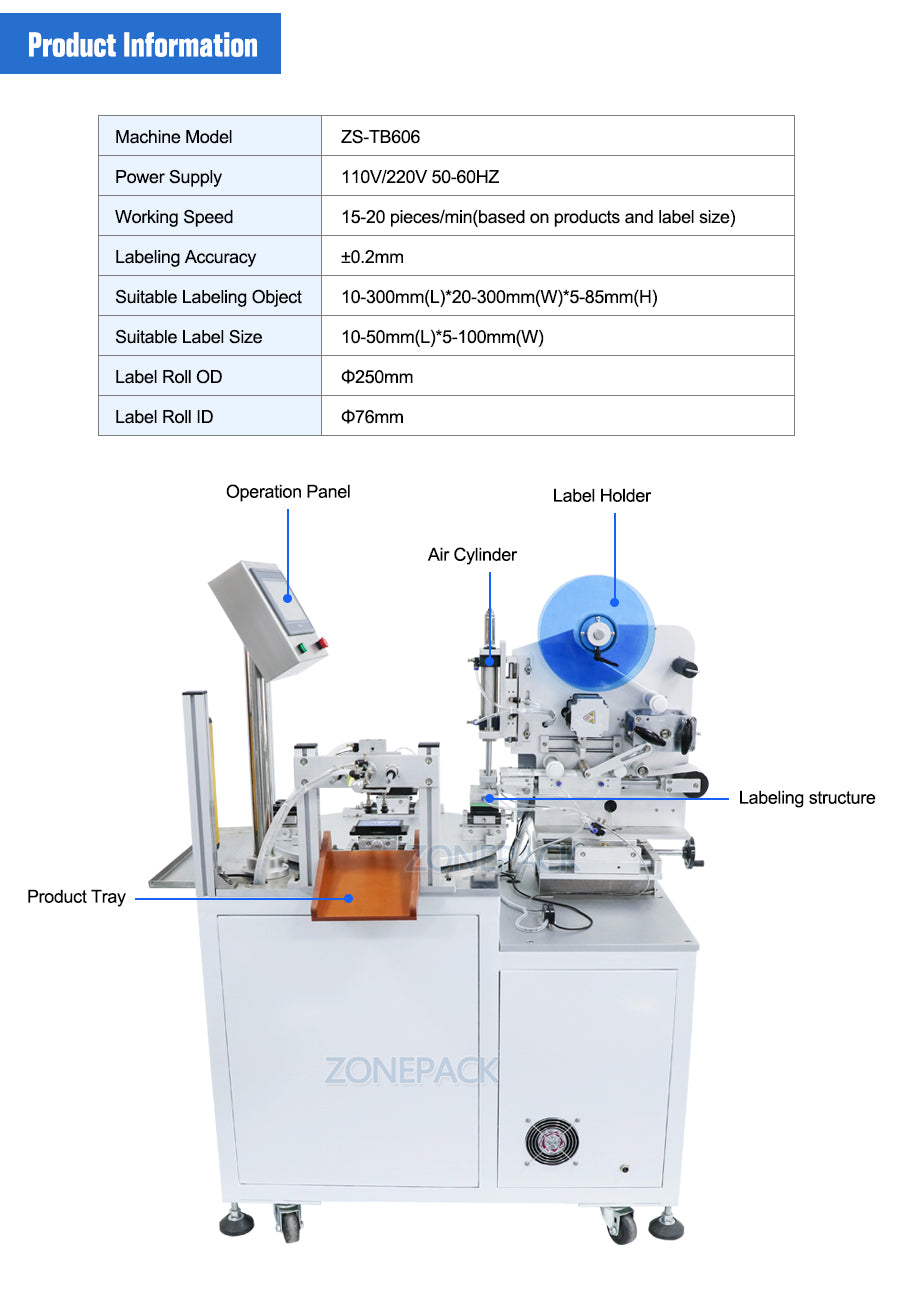 ZONESUN ZS-TB606 Semi Automatic Flat Surface Labeling Machine