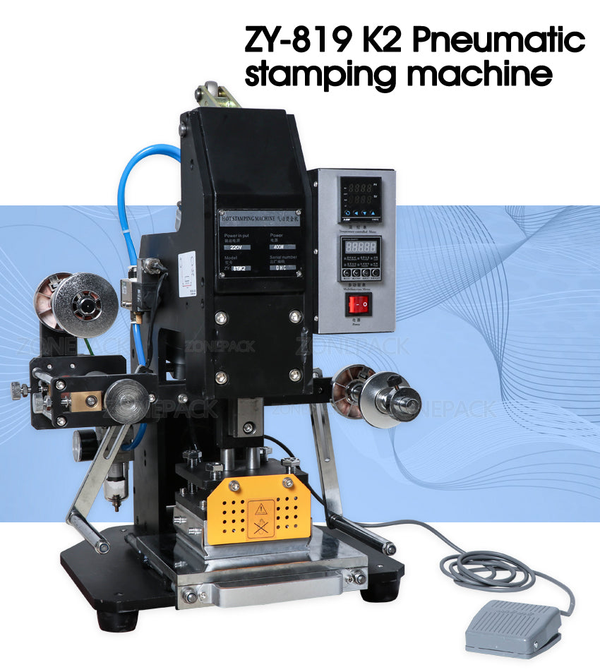 ZONESUN ZY-819k2 116*120mm Pneumatic Leather LOGO Hot Foil Stamping Machine