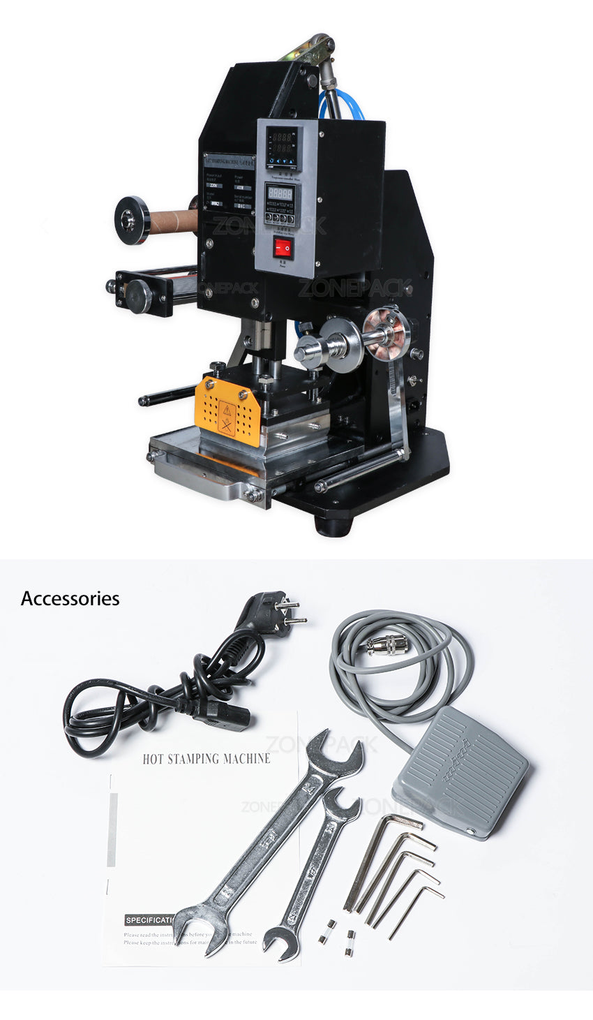 ZONESUN ZY-819k2 116*120mm Pneumatic Leather LOGO Hot Foil Stamping Machine