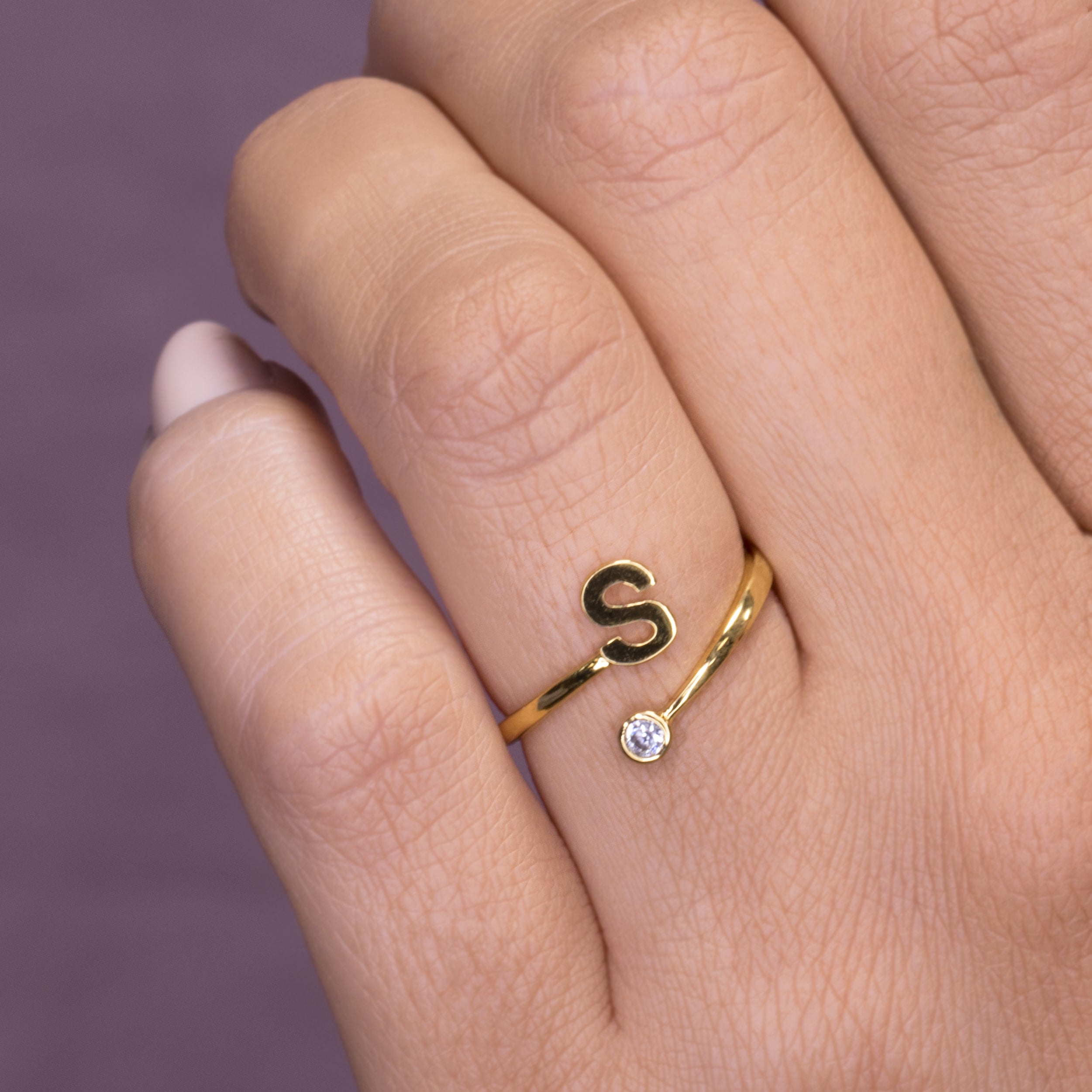 Adjustable Monogram Initial Ring