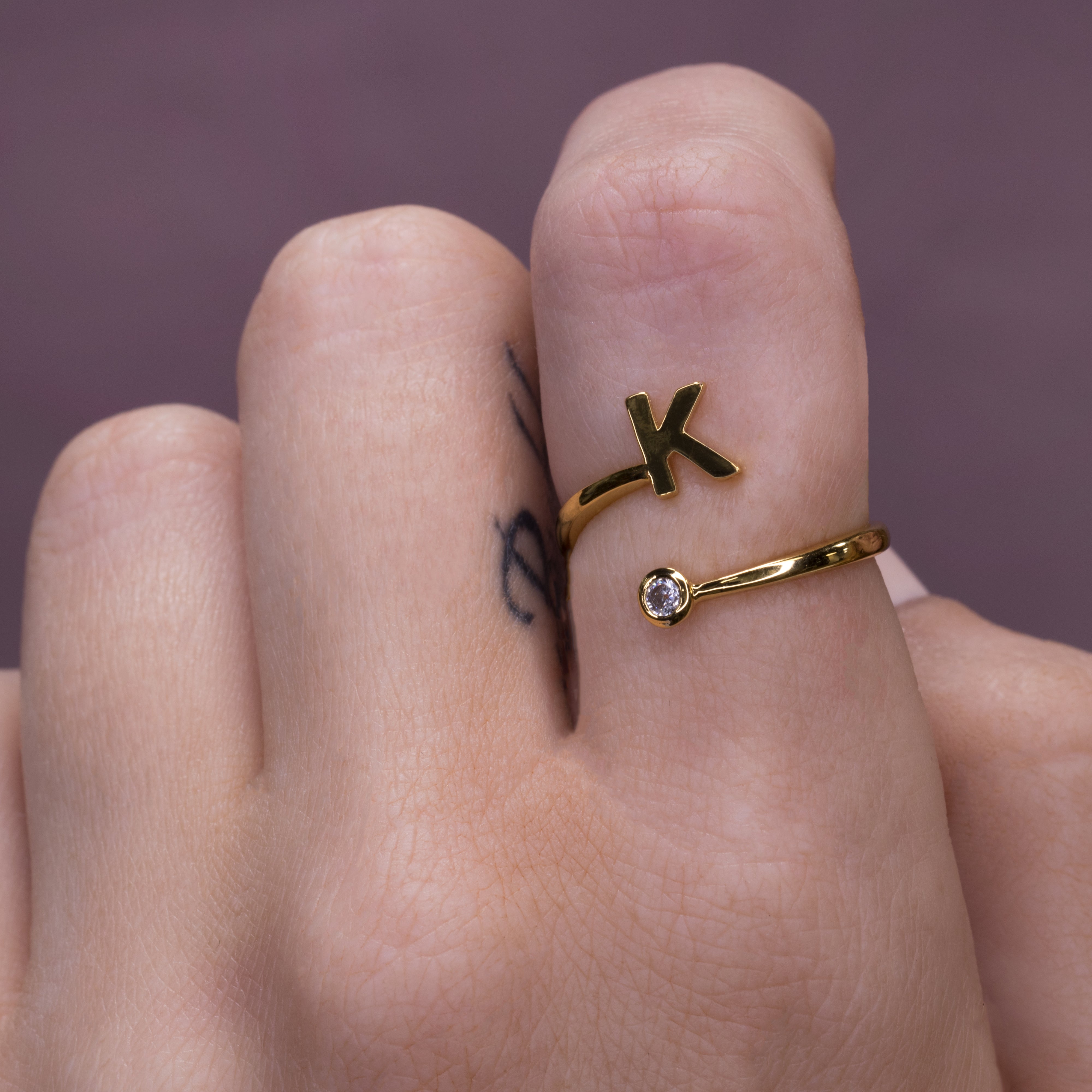 Adjustable Monogram Initial Ring