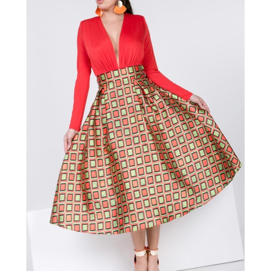 Festive Flare Midi Skirt