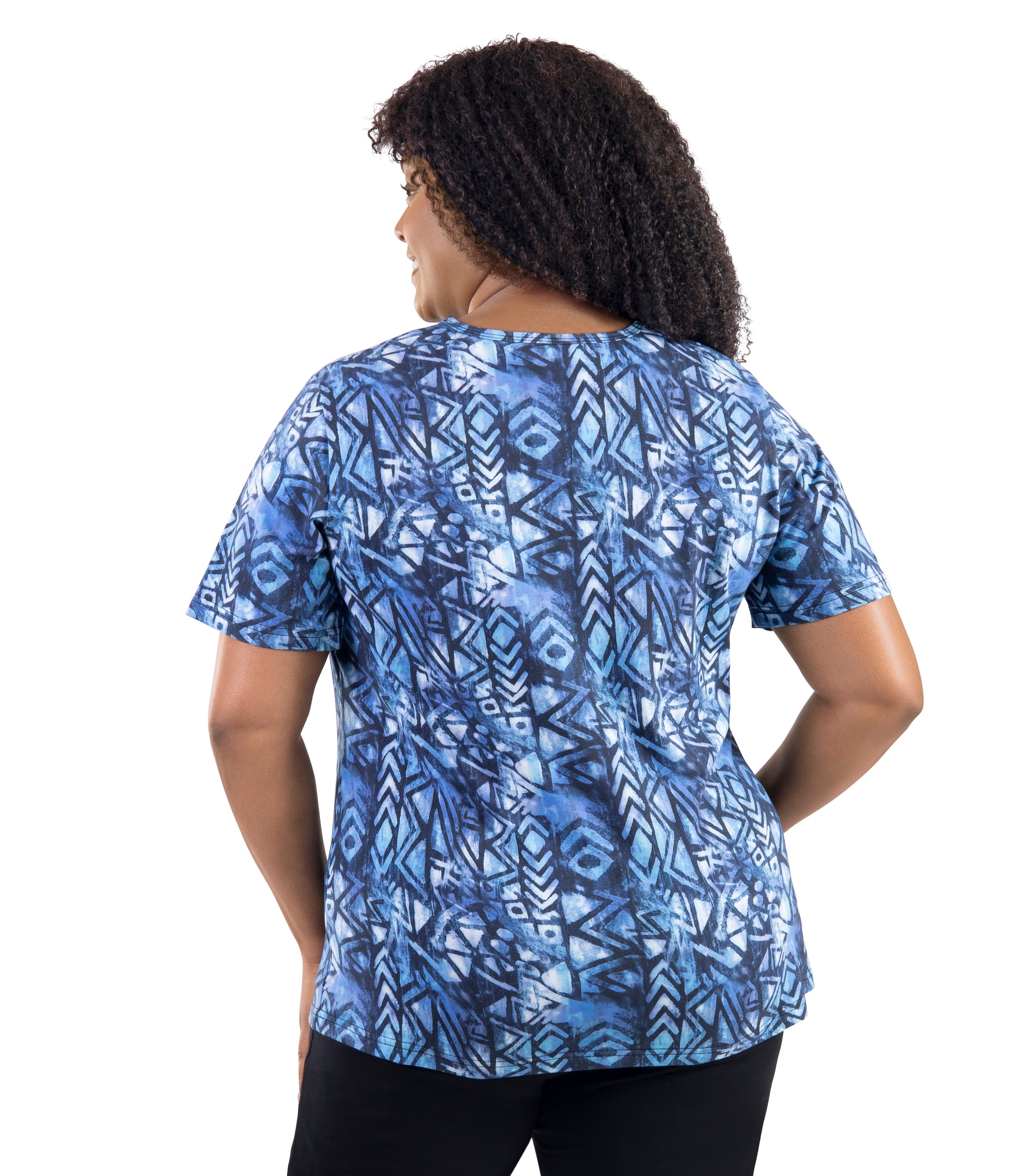 LifeStyle Cotton Short Sleeve Top Santa Fe Print