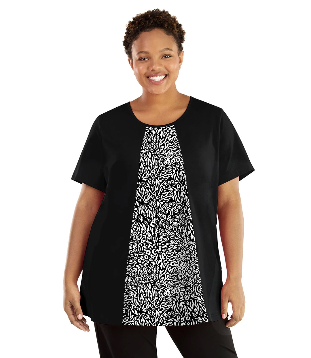 Stretch Naturals Lite Swing Top Black with Wild Print - FINAL SALE