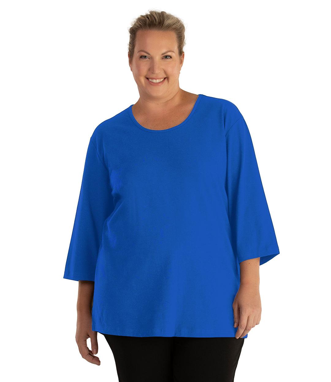 Stretch Naturals Scoop Neck 3/4 Sleeve Top Classic Colors
