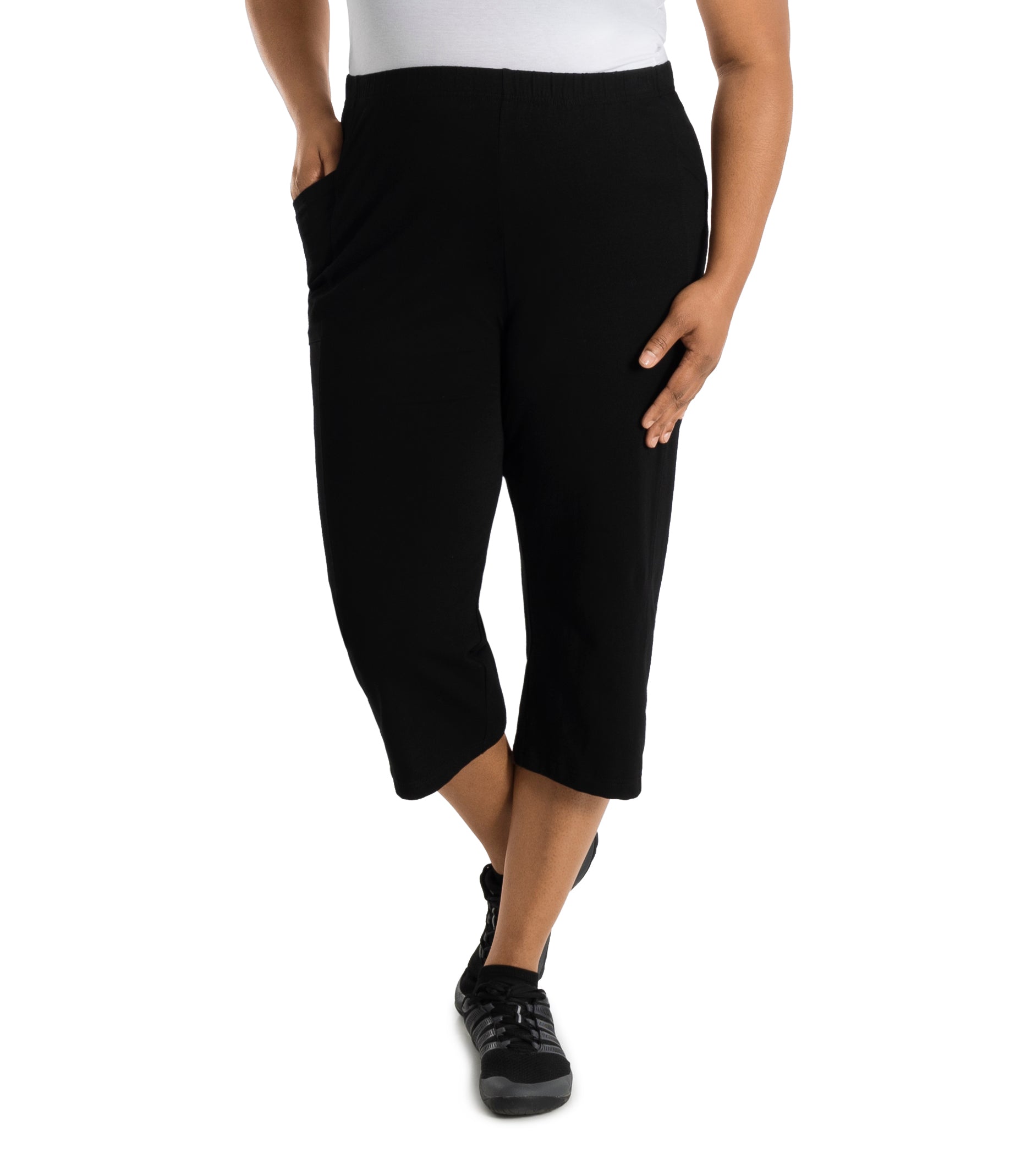 Stretch Naturals Side Pocket Capri Black