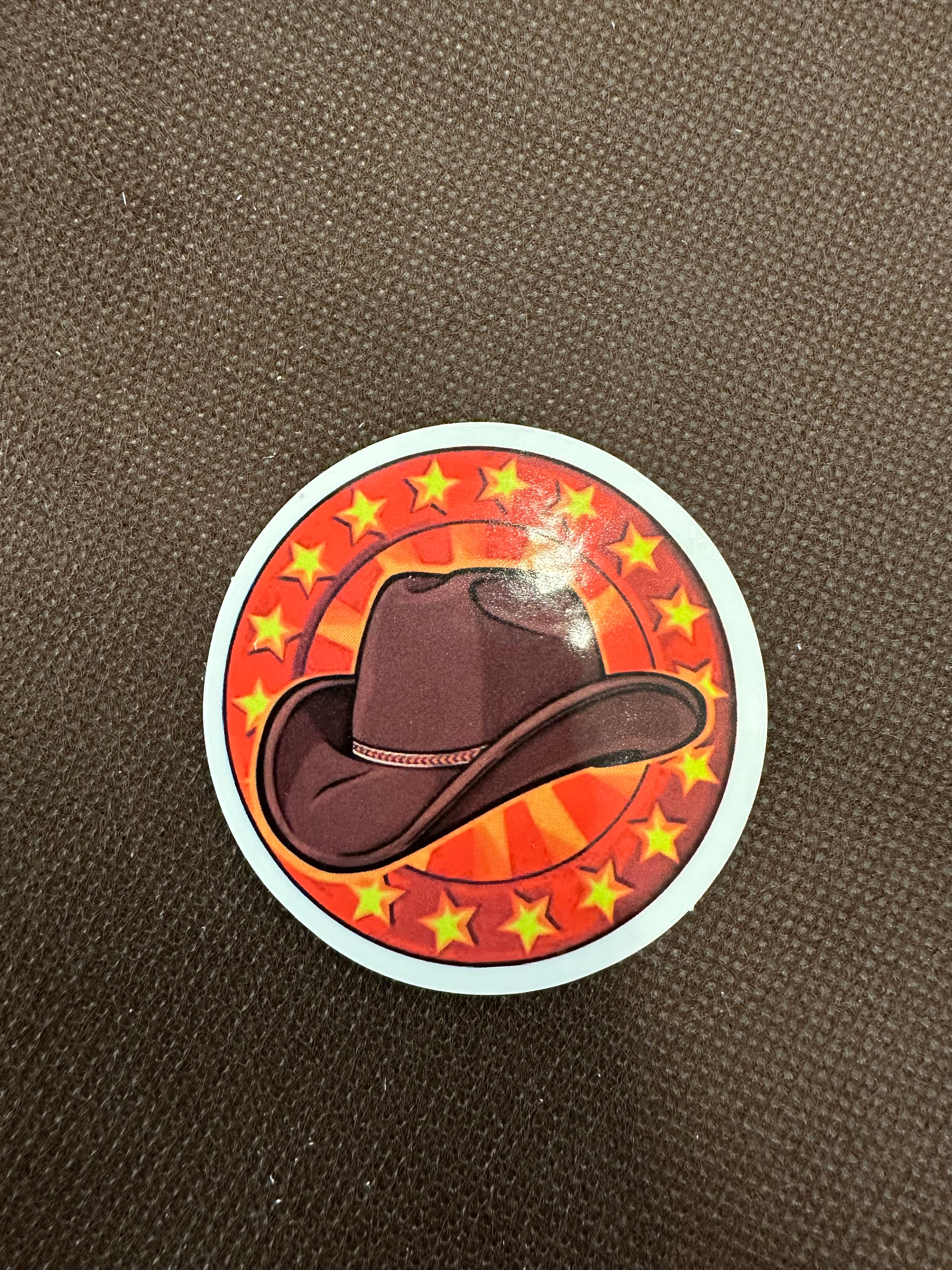 Round Star Cowboy Hat Sticker