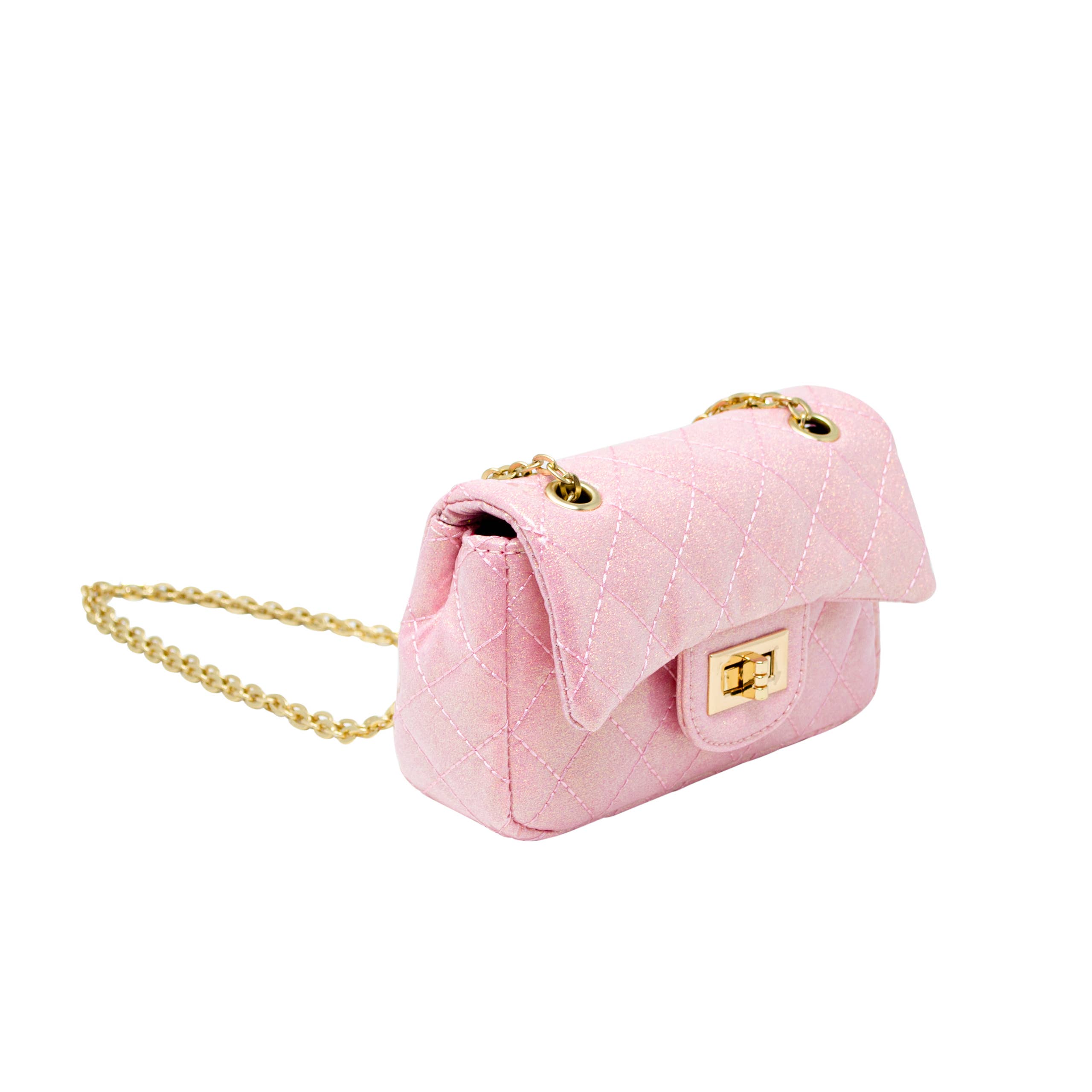 Classic Quilted Sparkle Mini Purse: Bubblegum