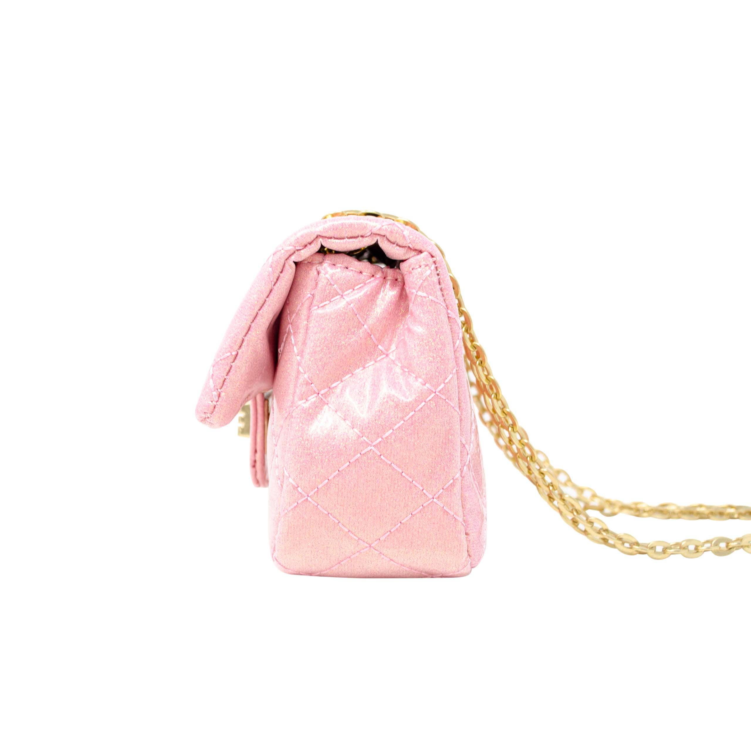 Classic Quilted Sparkle Mini Purse: Bubblegum