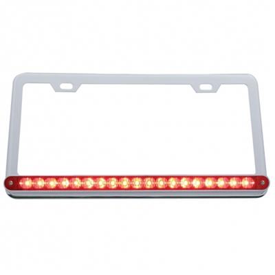 Chrome License Plate W/ 19 Red Led 12
