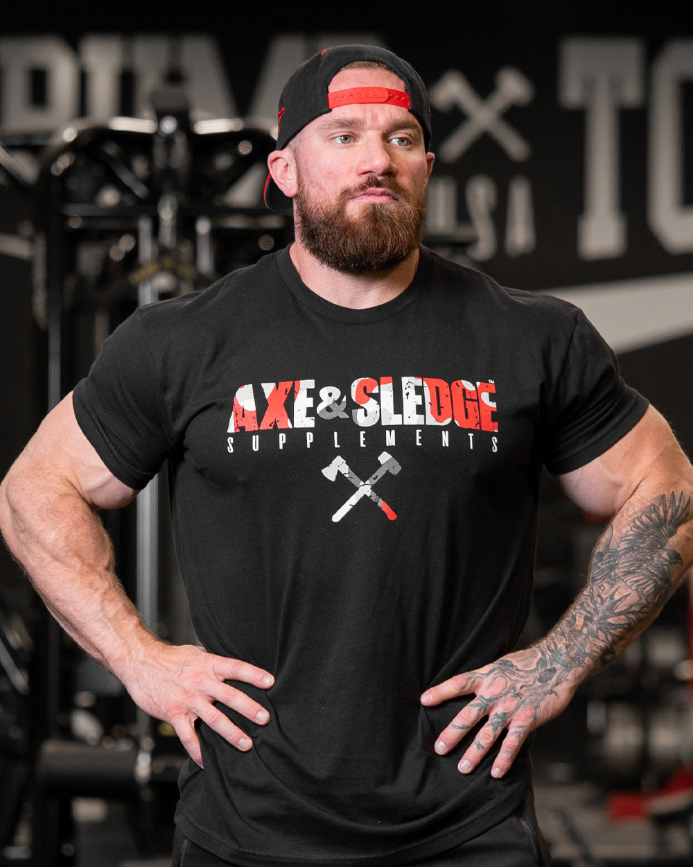 Red Camo on Black Logo Tee