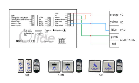 olide-120B wiring with m-510 wireless&wired handicapped push switch