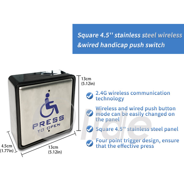 Olidesmart Wireless&Wired Handicapped Push Switch For Automatic Door features