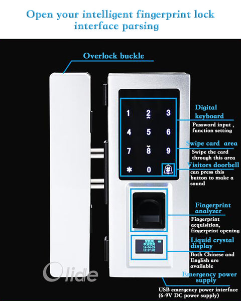 fingerprint lock for automatic sliding glass door features