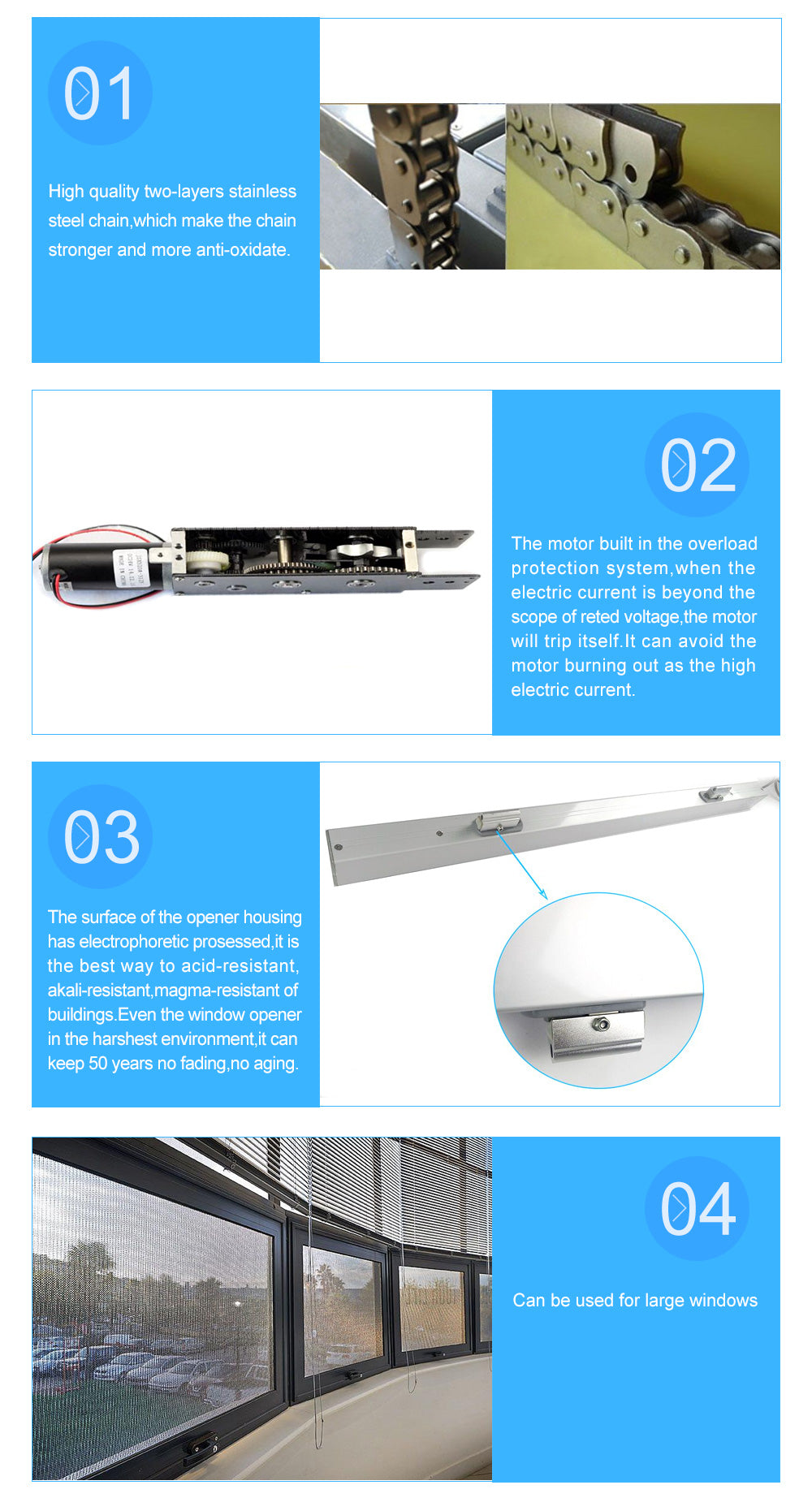 Aluminum alloy double chain window opener