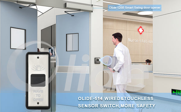 no touch automatic swing door in hospital