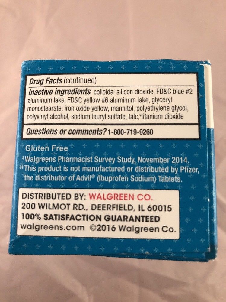 Walgreens Compare to Advil Ibuprofen Sodium 80 Tablets 200mg 11/18 Pain Fever