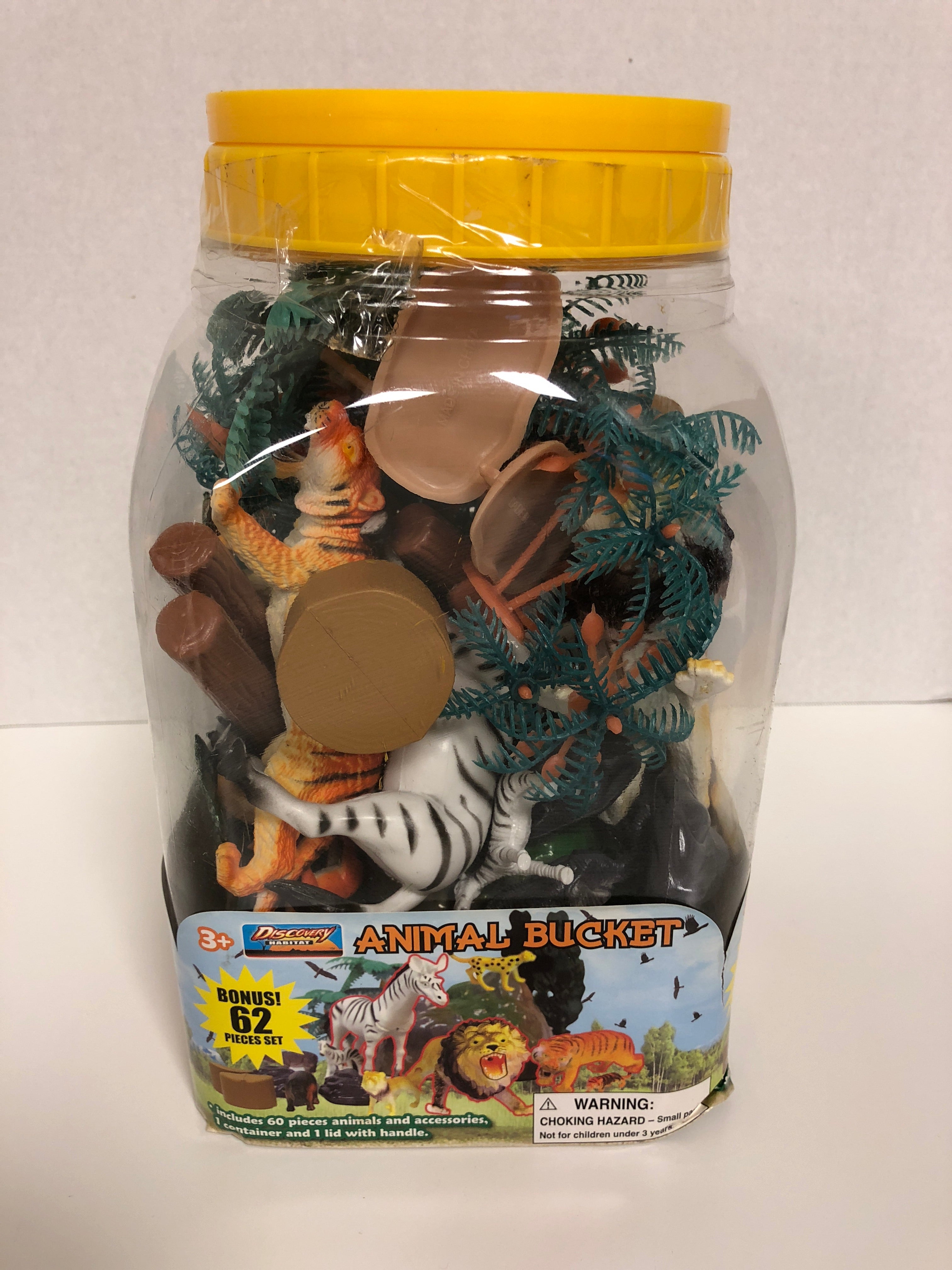 Discovery Habitat Animal Bucket Bonus 62 Pieces Set Lion Tiger Zebra