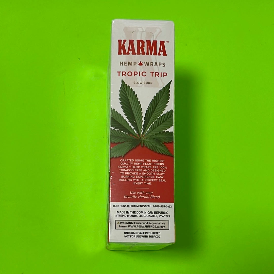 FREE GIFTS??Karma Tropic Trip 50 High Quality Natural Hemp Wraps 25 pks No??Tobacco Full??