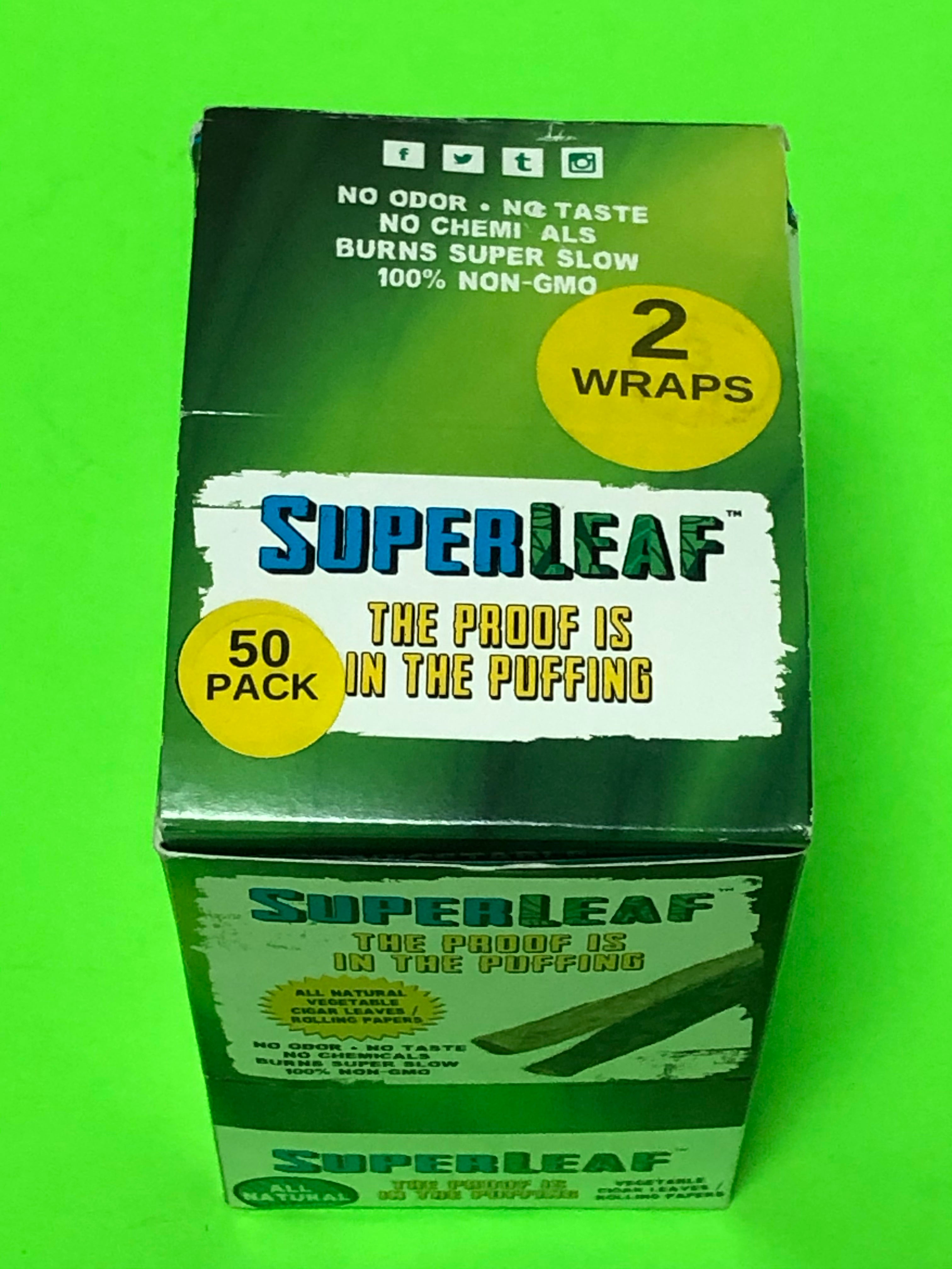 FREE GIFTS??Super Leaf 100 High Quality Natural Vegetable Leaves Wraps 50pks Rolling Papers