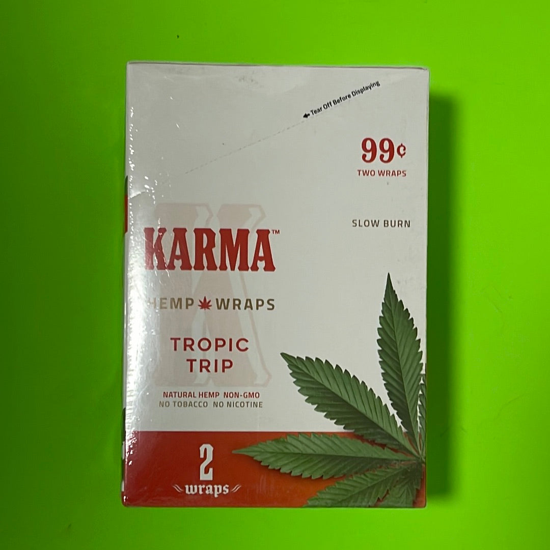 FREE GIFTS??Karma Tropic Trip 50 High Quality Natural Hemp Wraps 25 pks No??Tobacco Full??