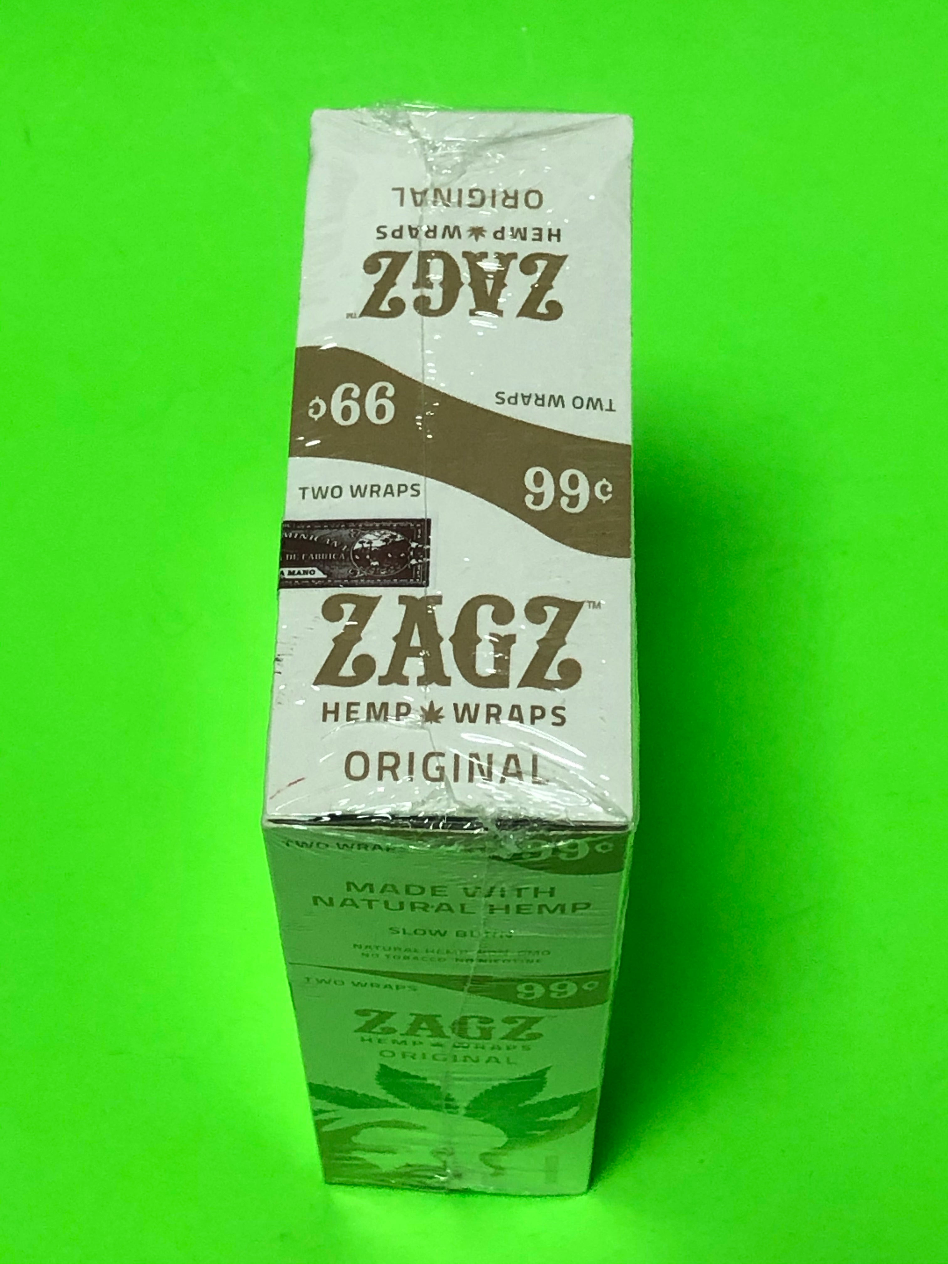 FREE GIFTS??Zagz Original 50 High Quality Natural Hemp Wraps 25 pks No??Tobacco Full??
