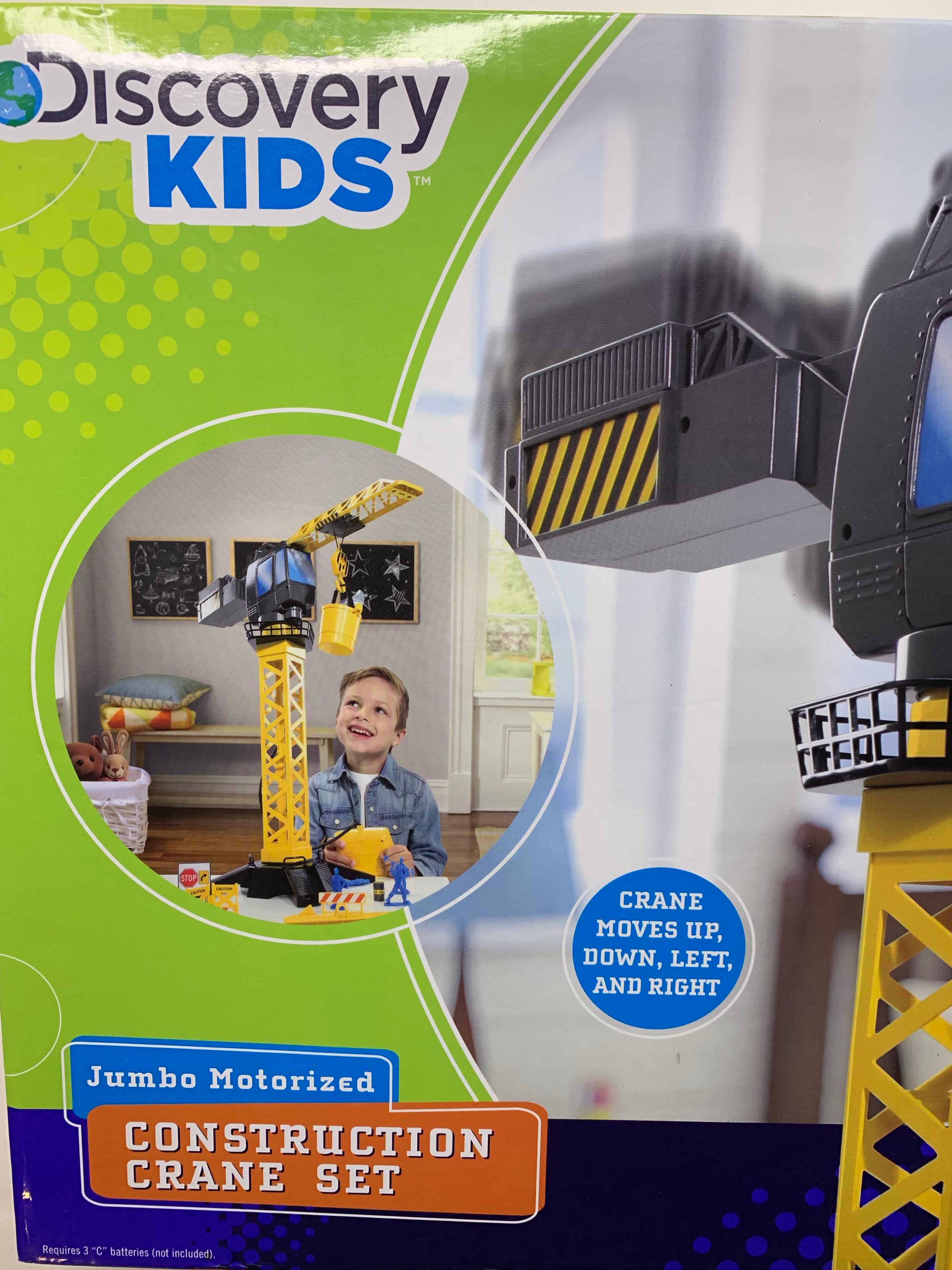 Discovery Kids Jumbo Motorized Construction Crane Set 360 Degree Action 20 Piece Set Remote Control