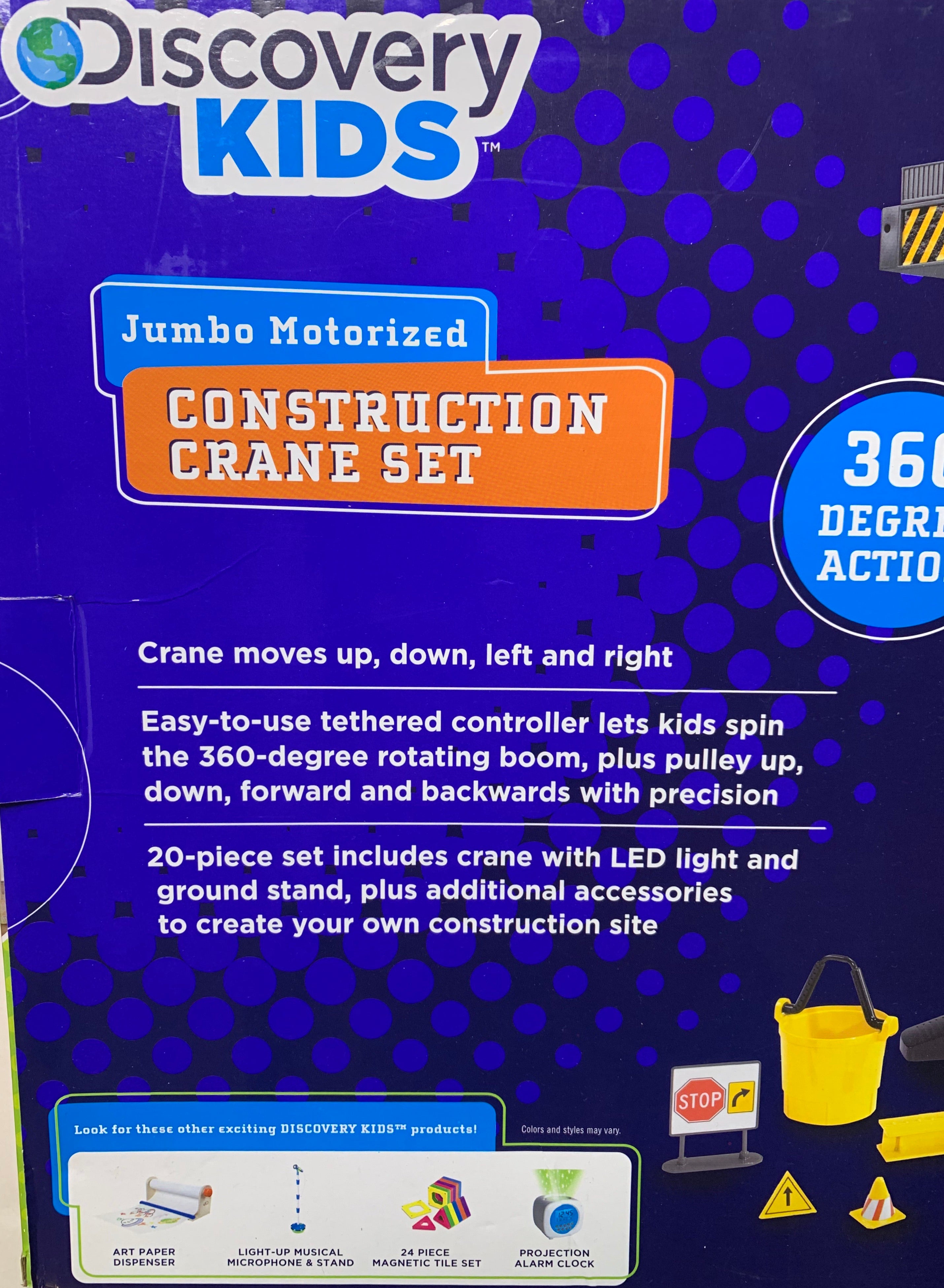 Discovery Kids Jumbo Motorized Construction Crane Set 360 Degree Action 20 Piece Set Remote Control