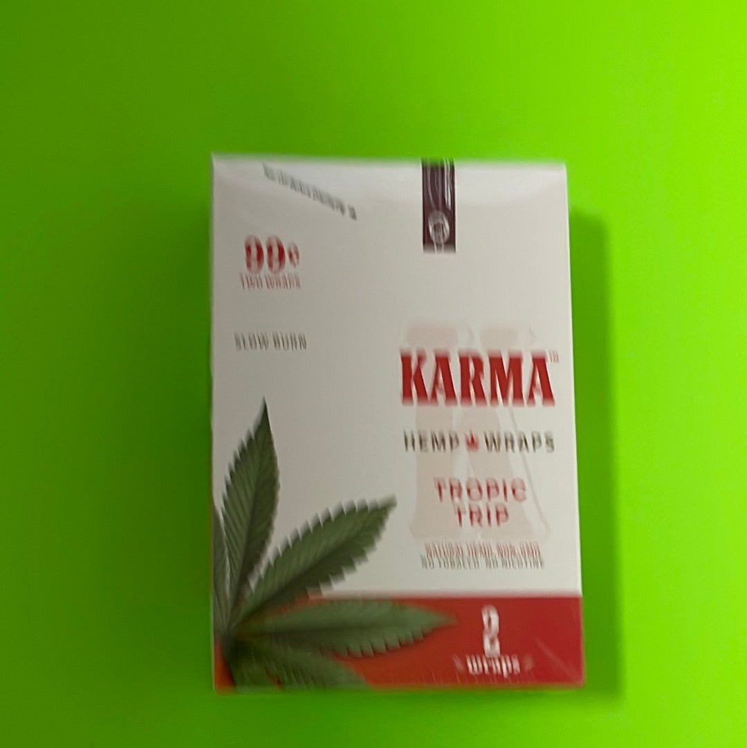 FREE GIFTS??Karma Tropic Trip 50 High Quality Natural Hemp Wraps 25 pks No??Tobacco Full??