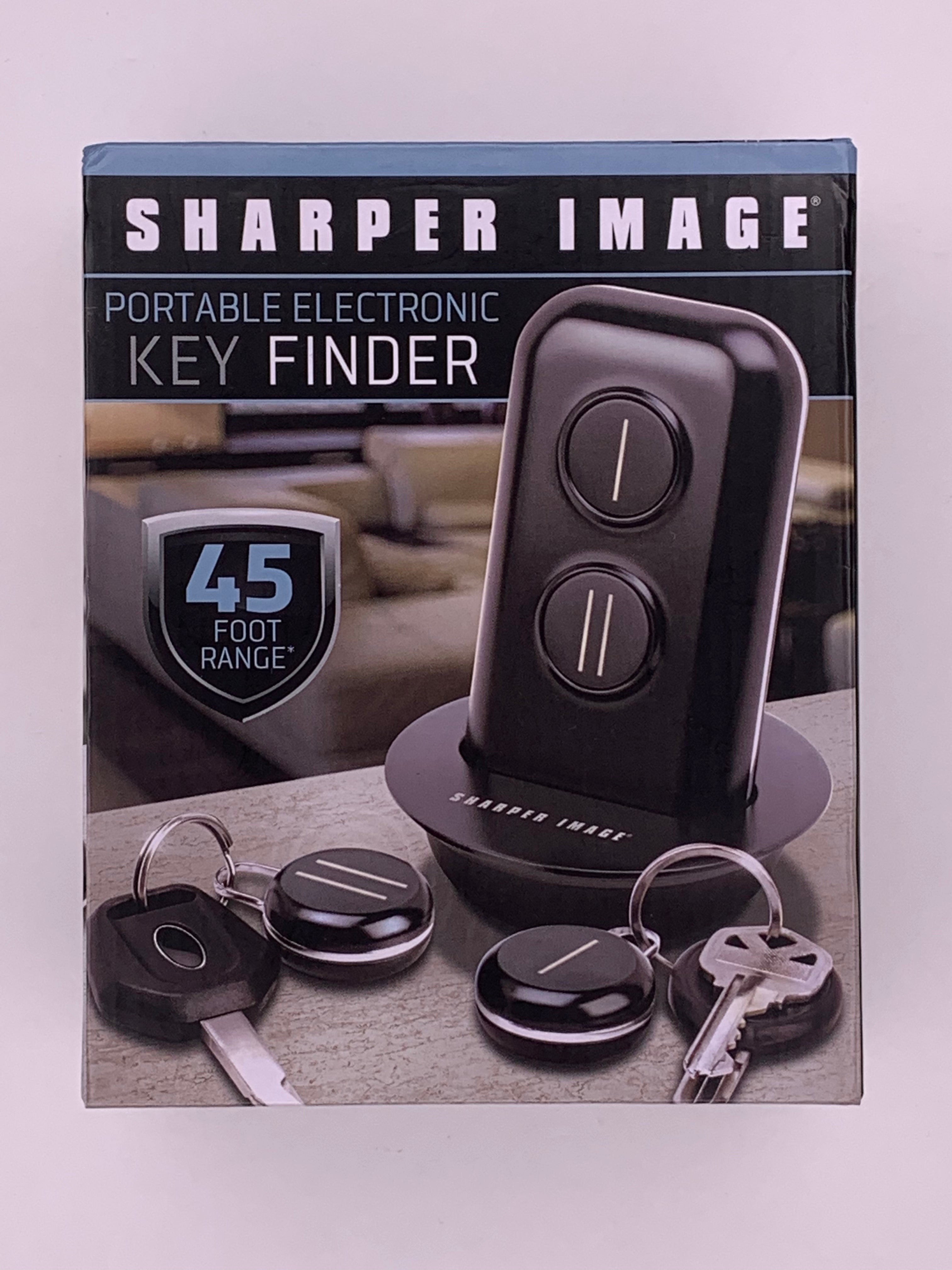 Sharper Image Portable Electronic Key Finder 45 Foot Range Black Two Fobs Wireless Alarm