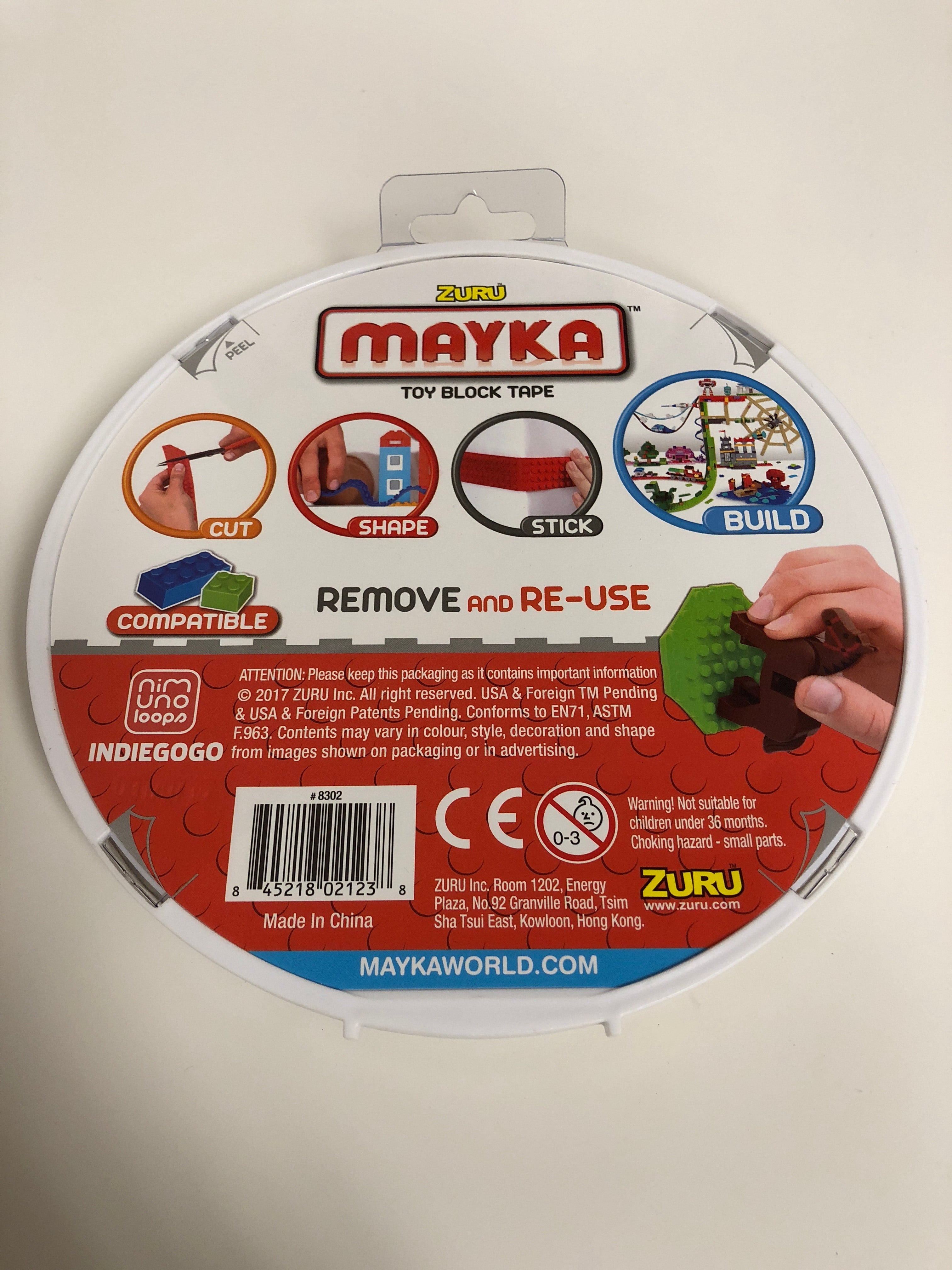 Zuru Mayka Toy Block Tape 2M/6.5FT Cream Cut Shape Stick Build Building Blocks Create