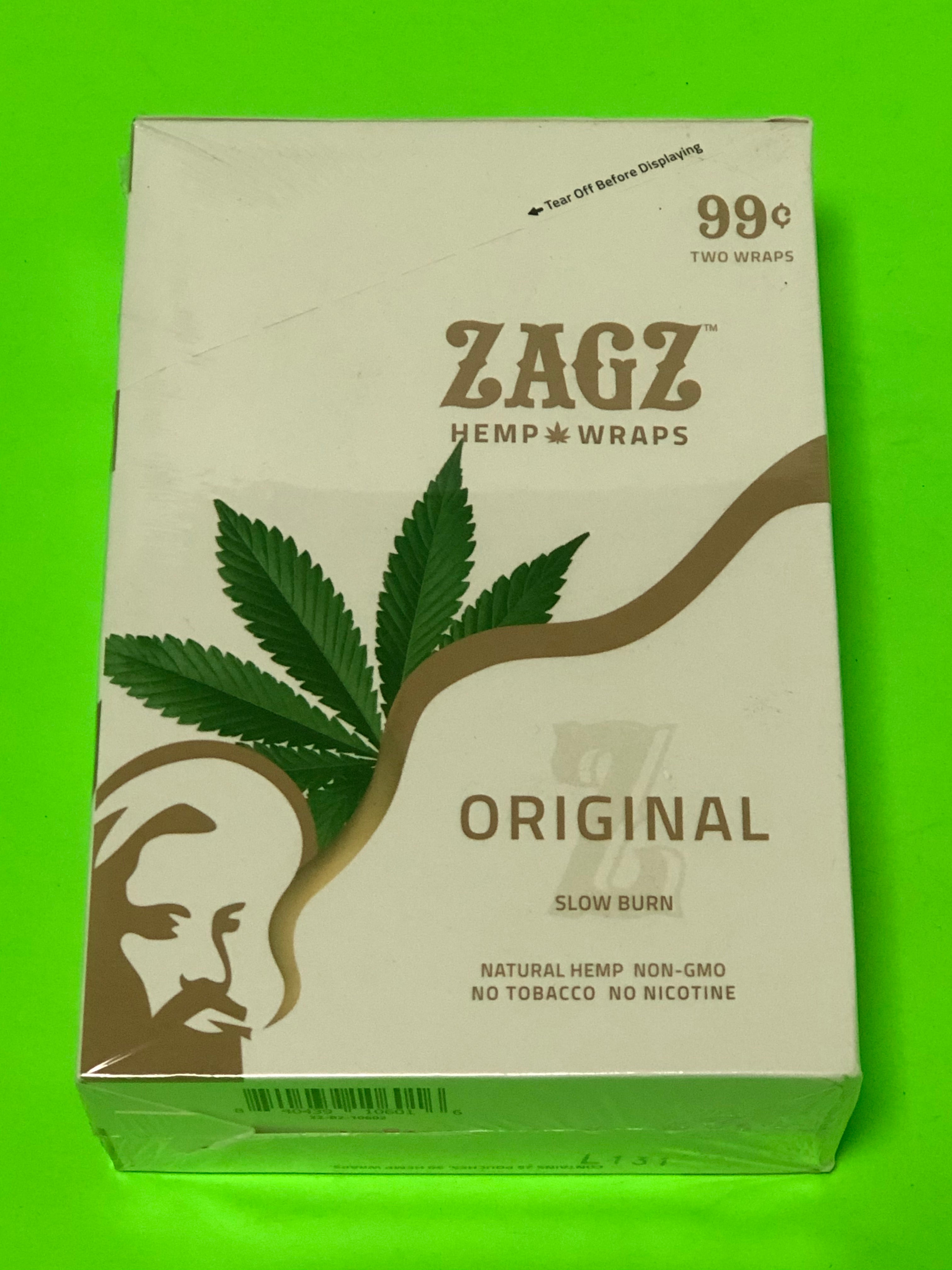 FREE GIFTS??Zagz Original 50 High Quality Natural Hemp Wraps 25 pks No??Tobacco Full??