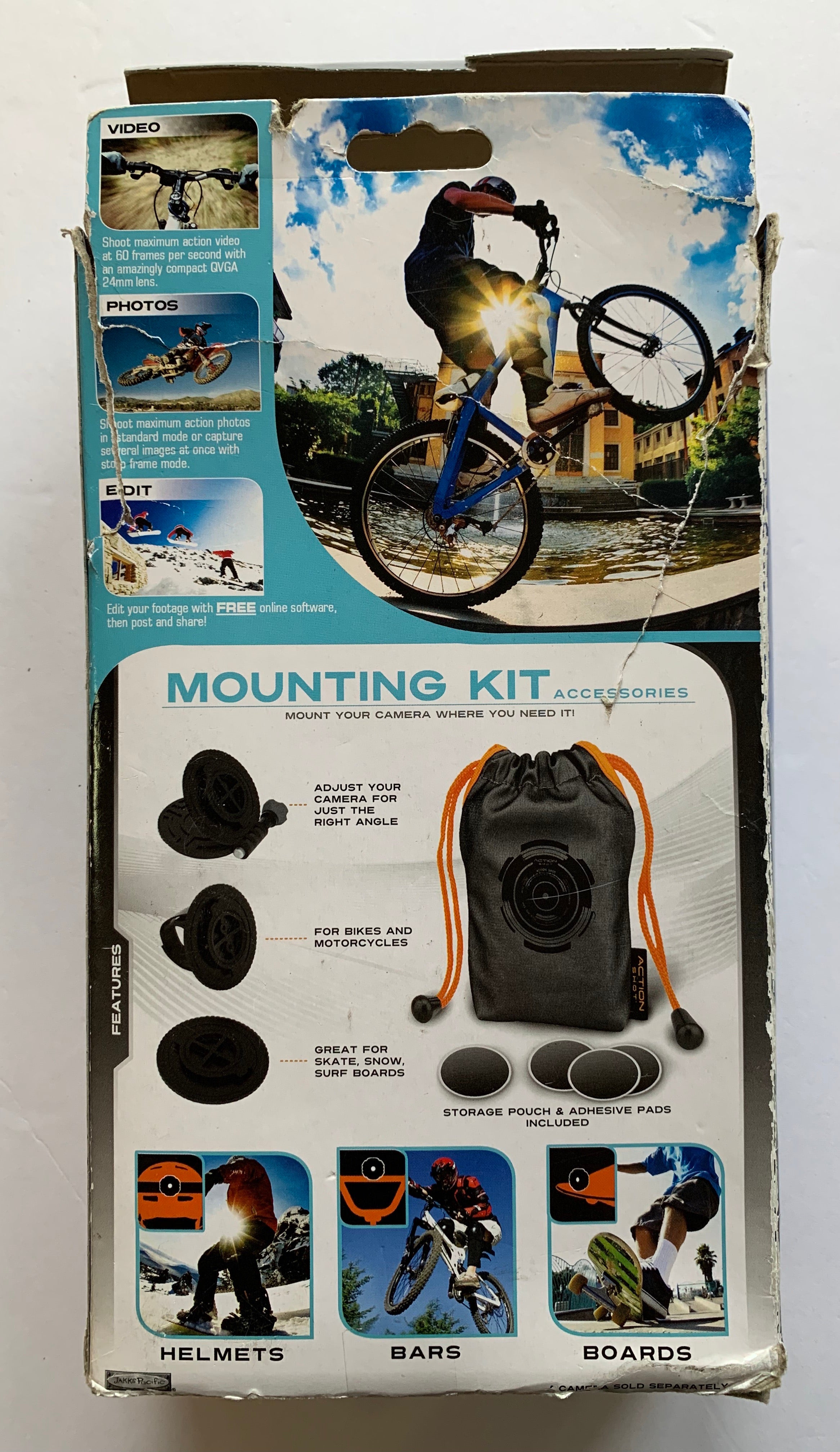 Digital Video Camera Mounting Kit Action Shot Helmets Bars Boards