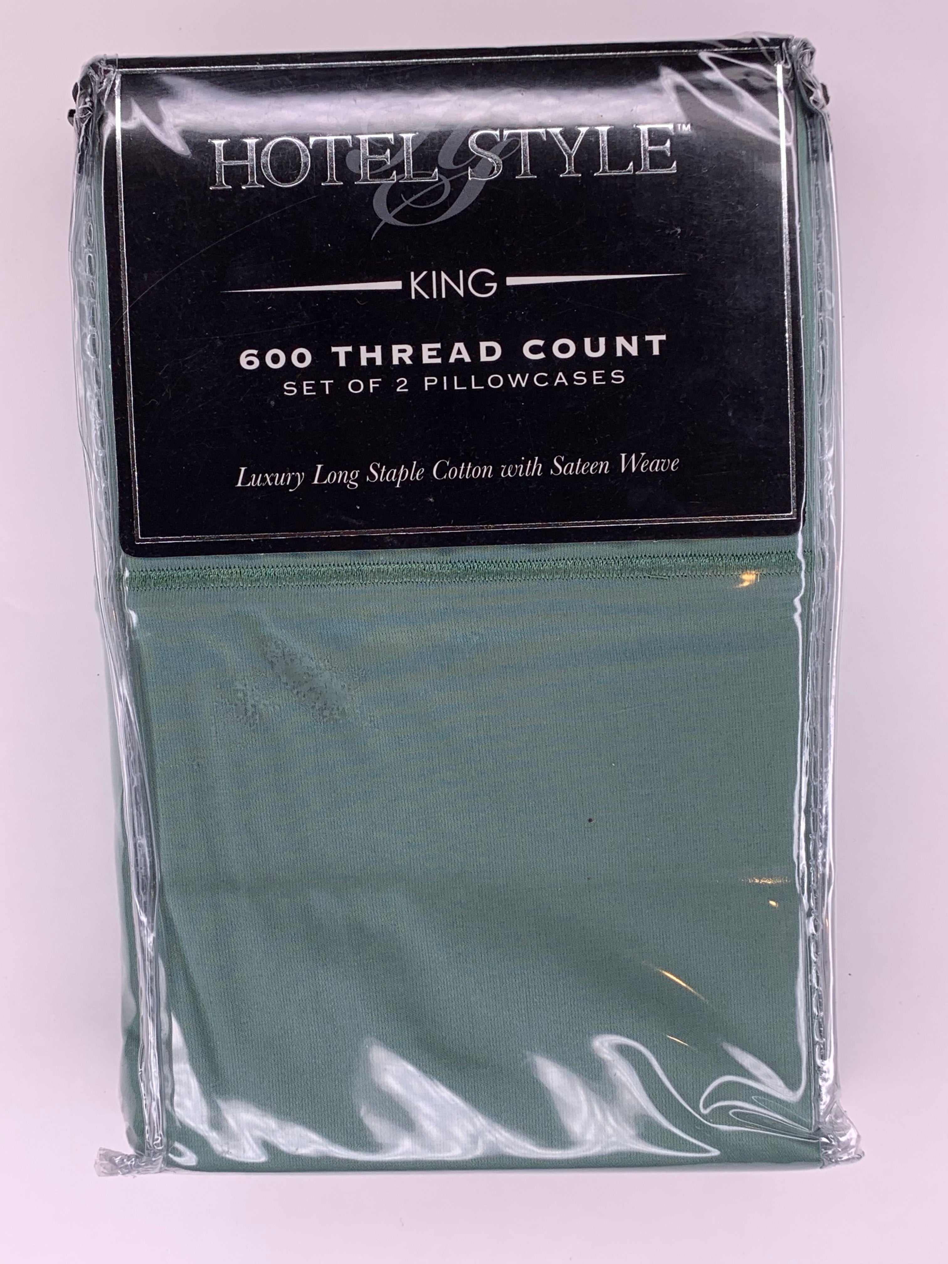Hotel Style King 600 Thread Count Luxury Cotton Sateen Weave Green Set Of 2