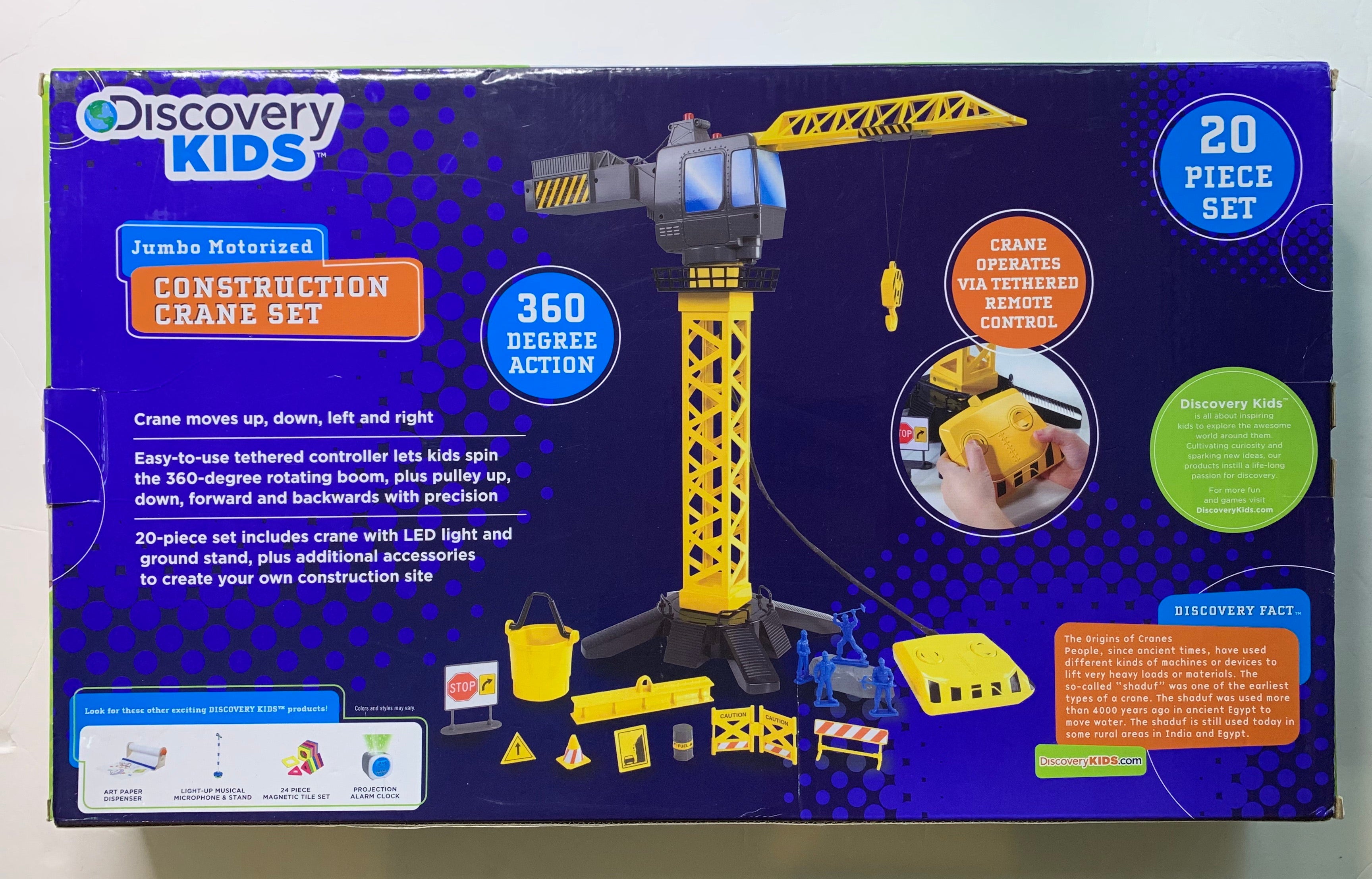 Discovery Kids Jumbo Motorized Construction Crane Set 360 Degree Action 20 Piece Set Remote Control