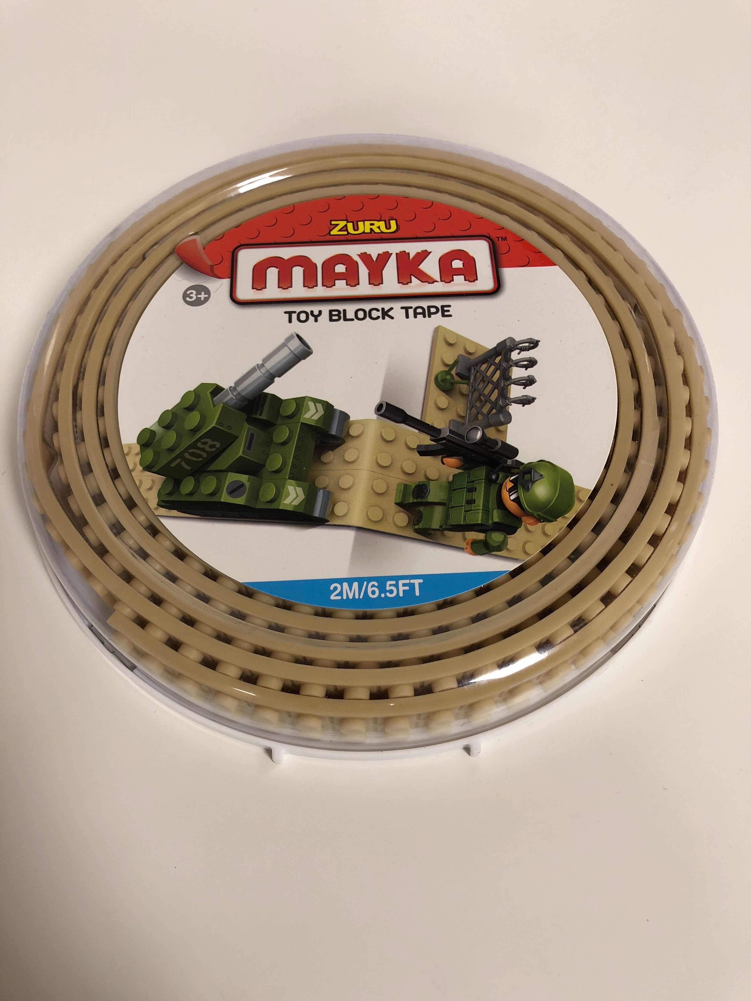 Zuru Mayka Toy Block Tape 2M/6.5FT Cream Cut Shape Stick Build Building Blocks Create