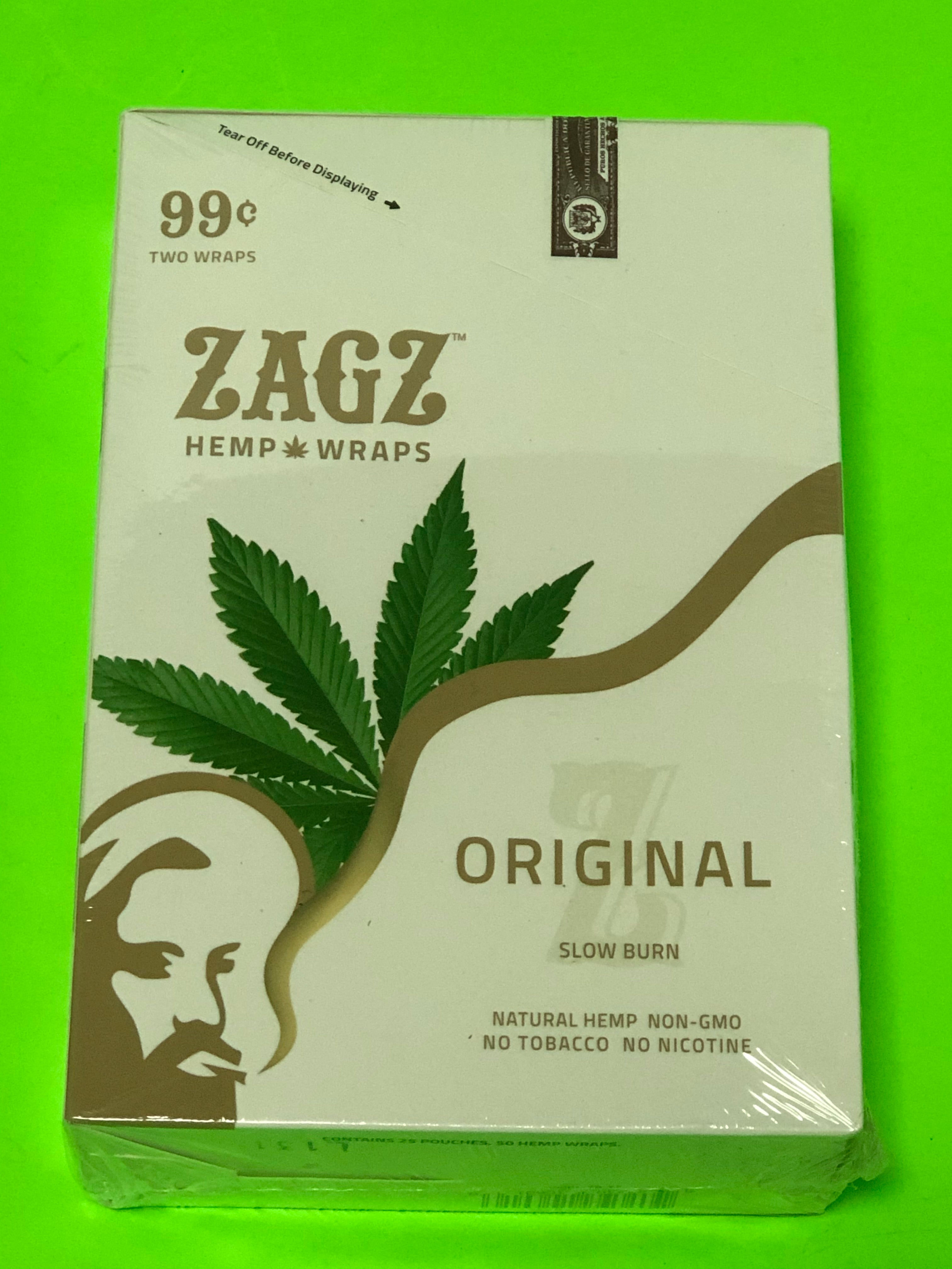 FREE GIFTS??Zagz Original 50 High Quality Natural Hemp Wraps 25 pks No??Tobacco Full??