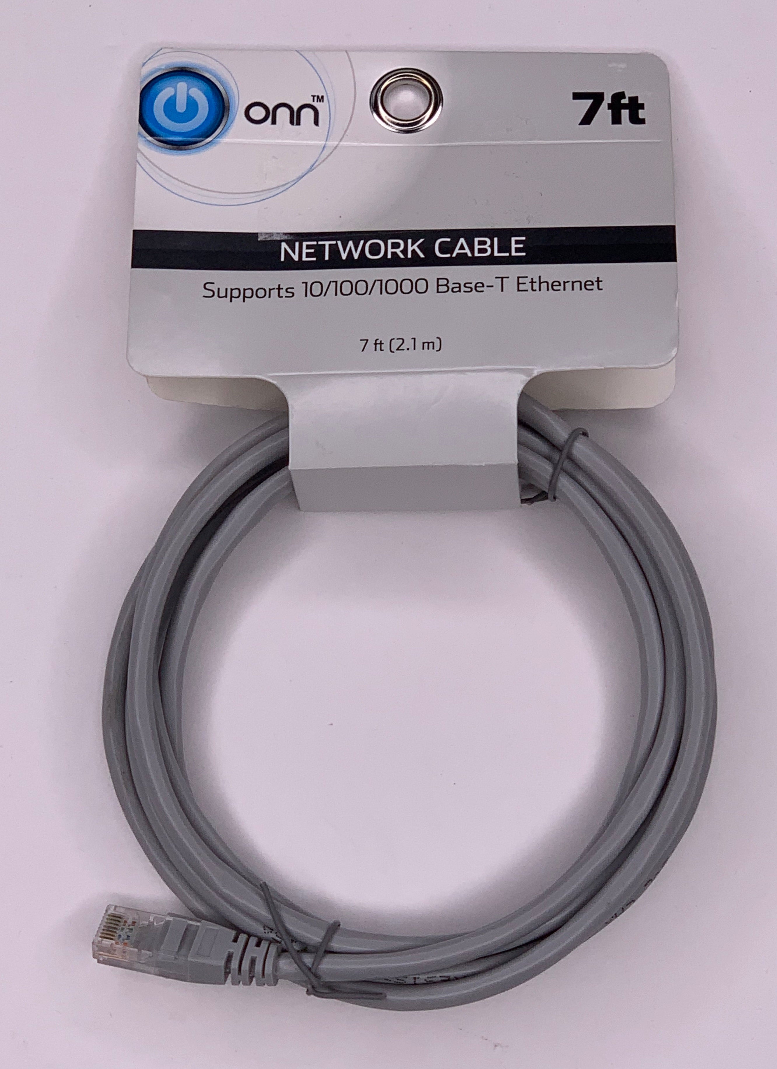 Onn Network 7 ft Cable Supports 10/100/1000 Base-T Ethernet